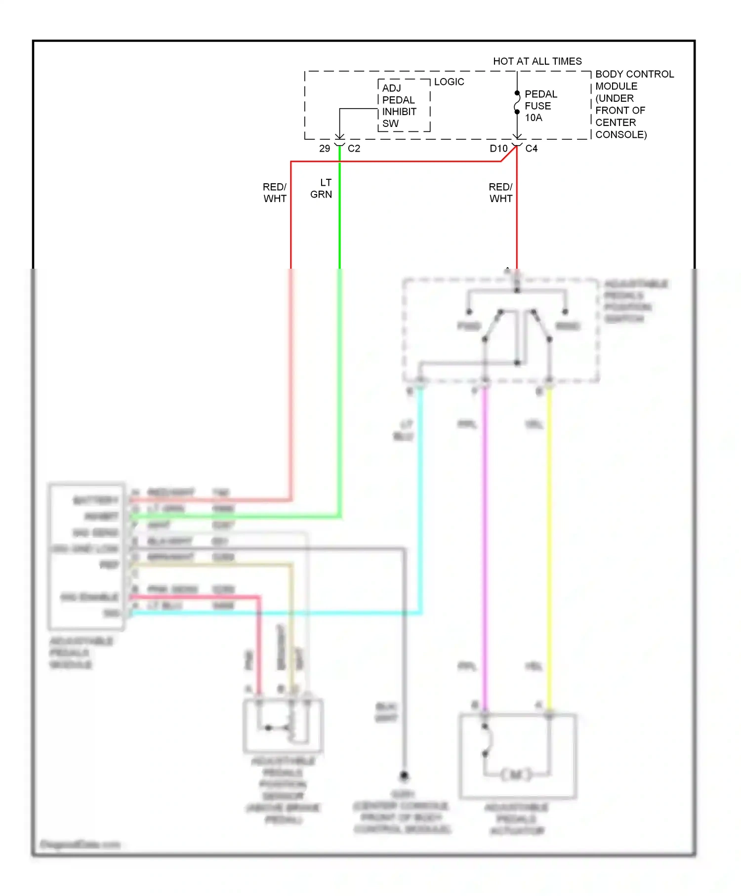 Wiring diagram adjustable pedals module for Chevrolet Malibu VI facelift (2006-2008) (1 of 1)