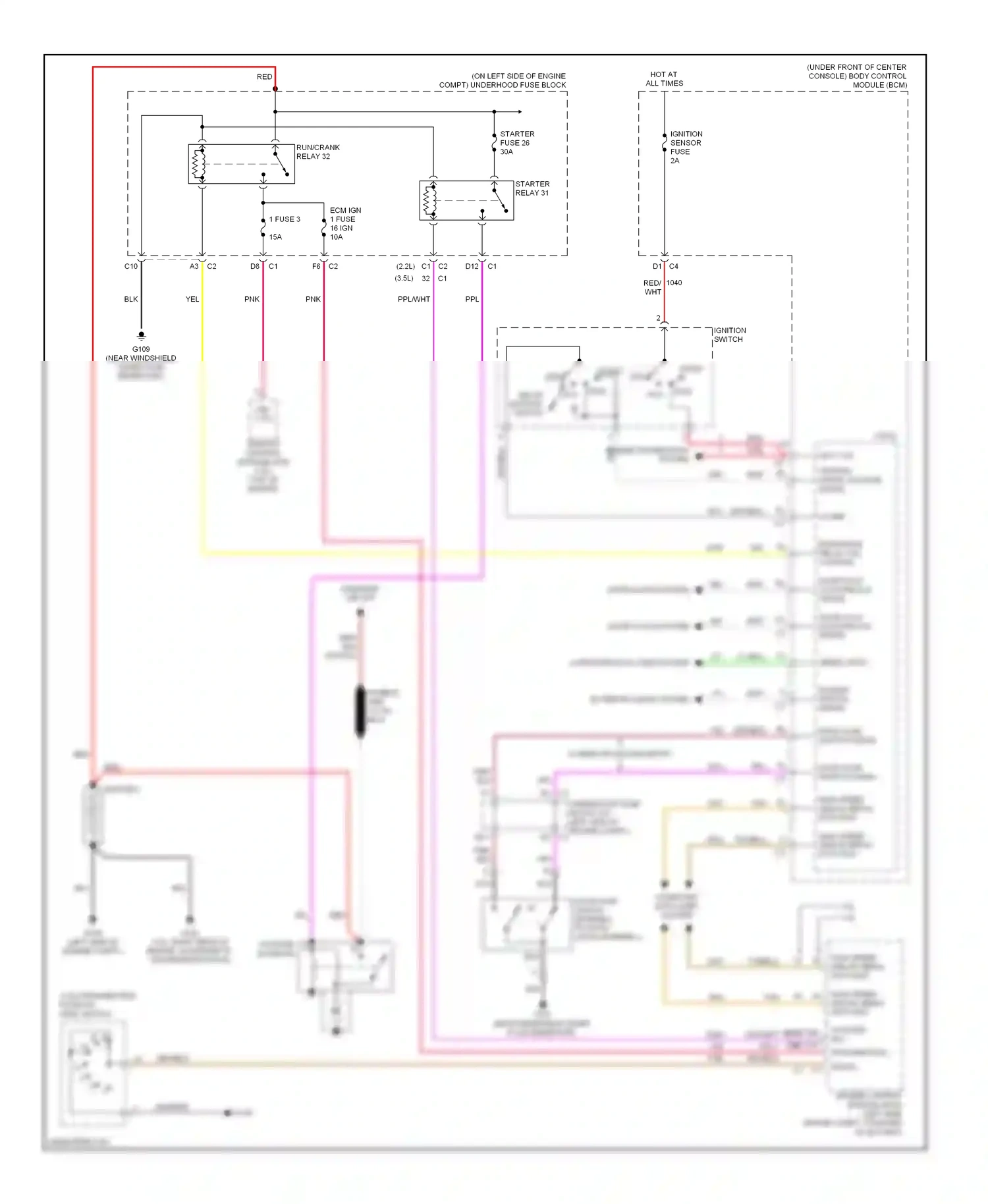 Wiring diagram ignition switch for Chevrolet Malibu VI facelift (2006-2008) (1 of 10)
