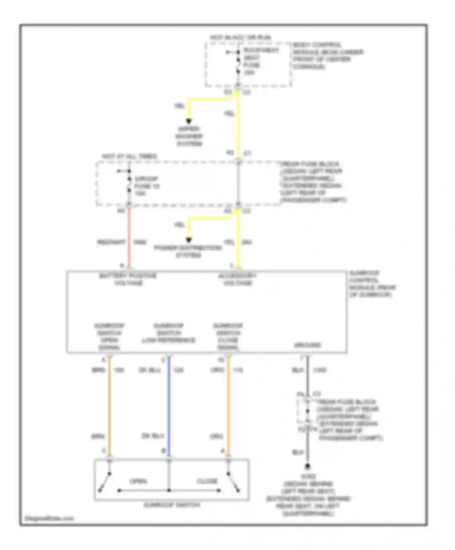 Wiring diagram sunroof switch open signal for Chevrolet Malibu VI facelift (2006-2008) (1 of 1)