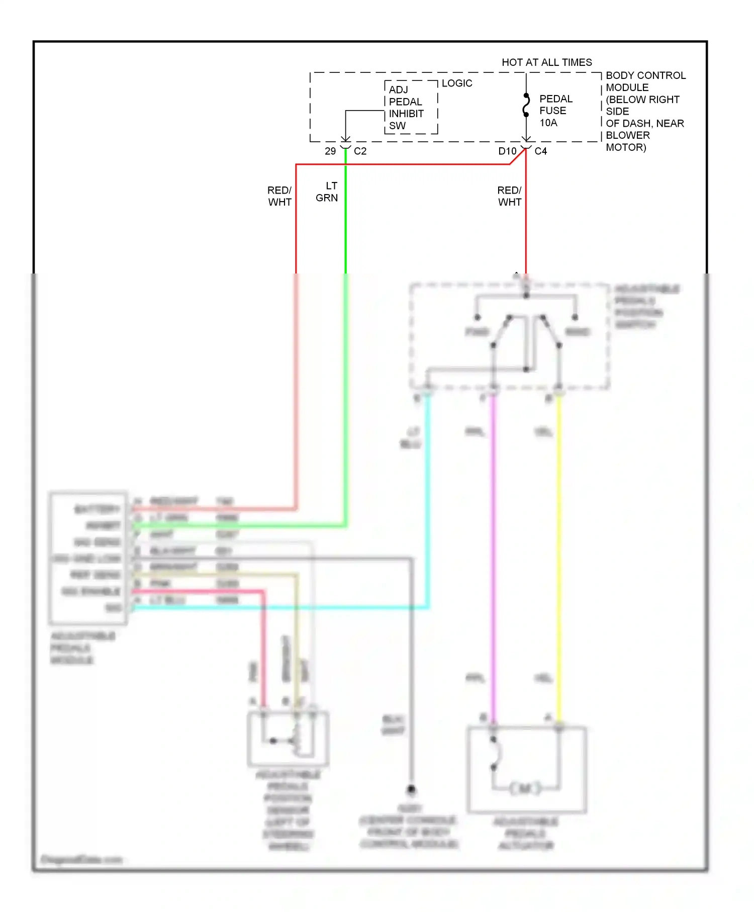 Chevrolet Malibu VI (2003-2006) adjustable pedals module wiring diagram  (1 of 1)