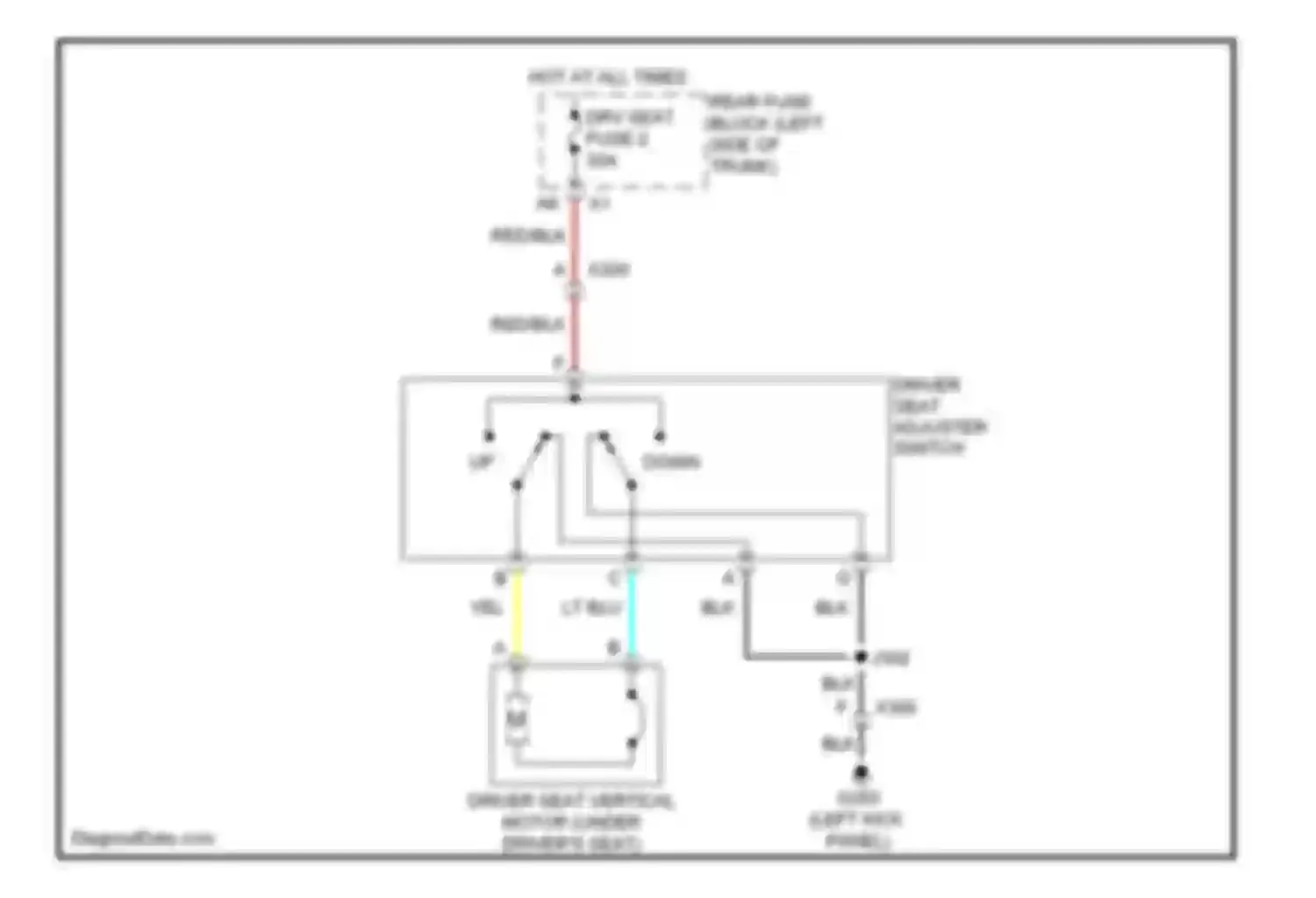 Malibu Chevrolet VII (2008-2012): Driver power seat circuit, 2-way power seat