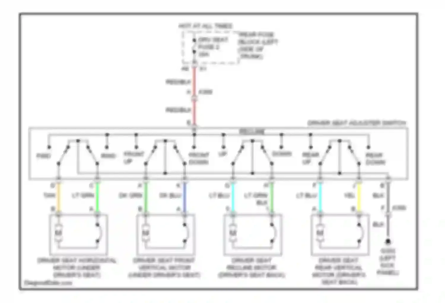 Malibu Chevrolet VII (2008-2012): Driver power seat circuit, 8-way power seat