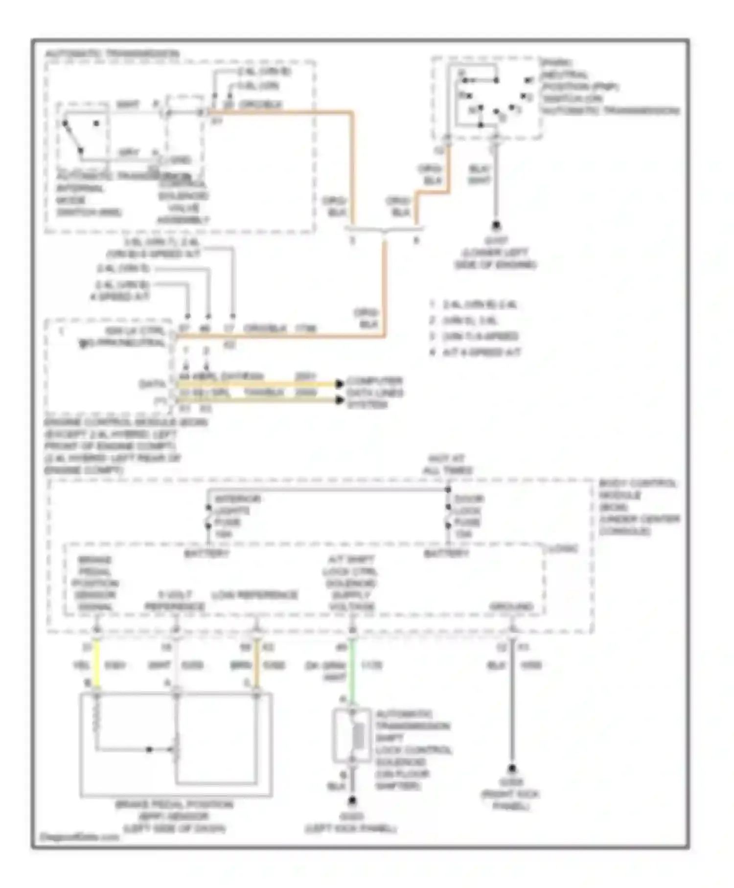 Malibu Chevrolet VII (2008-2012): Shift interlock circuit