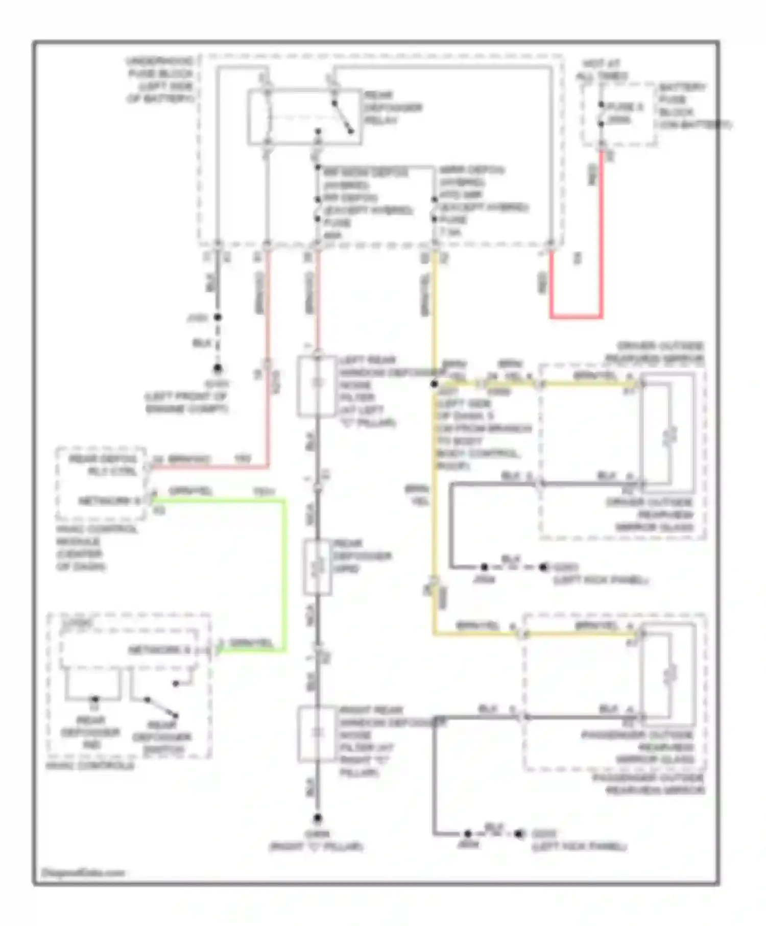 Wiring diagram left rear window defogger noise filter for Chevrolet Malibu VIII facelift (2013-2016) (1 of 1)