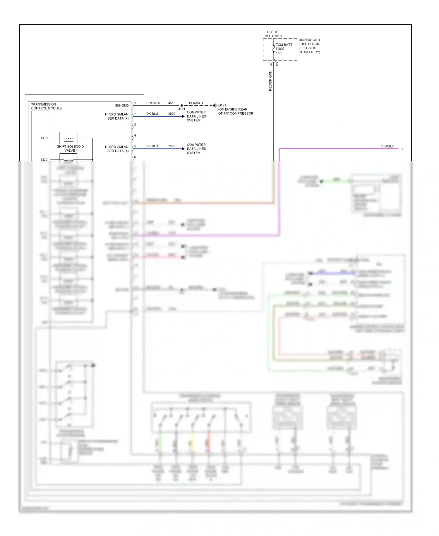 Wiring diagram transmission control module for Chevrolet Malibu VIII facelift (2013-2016) (1 of 12)
