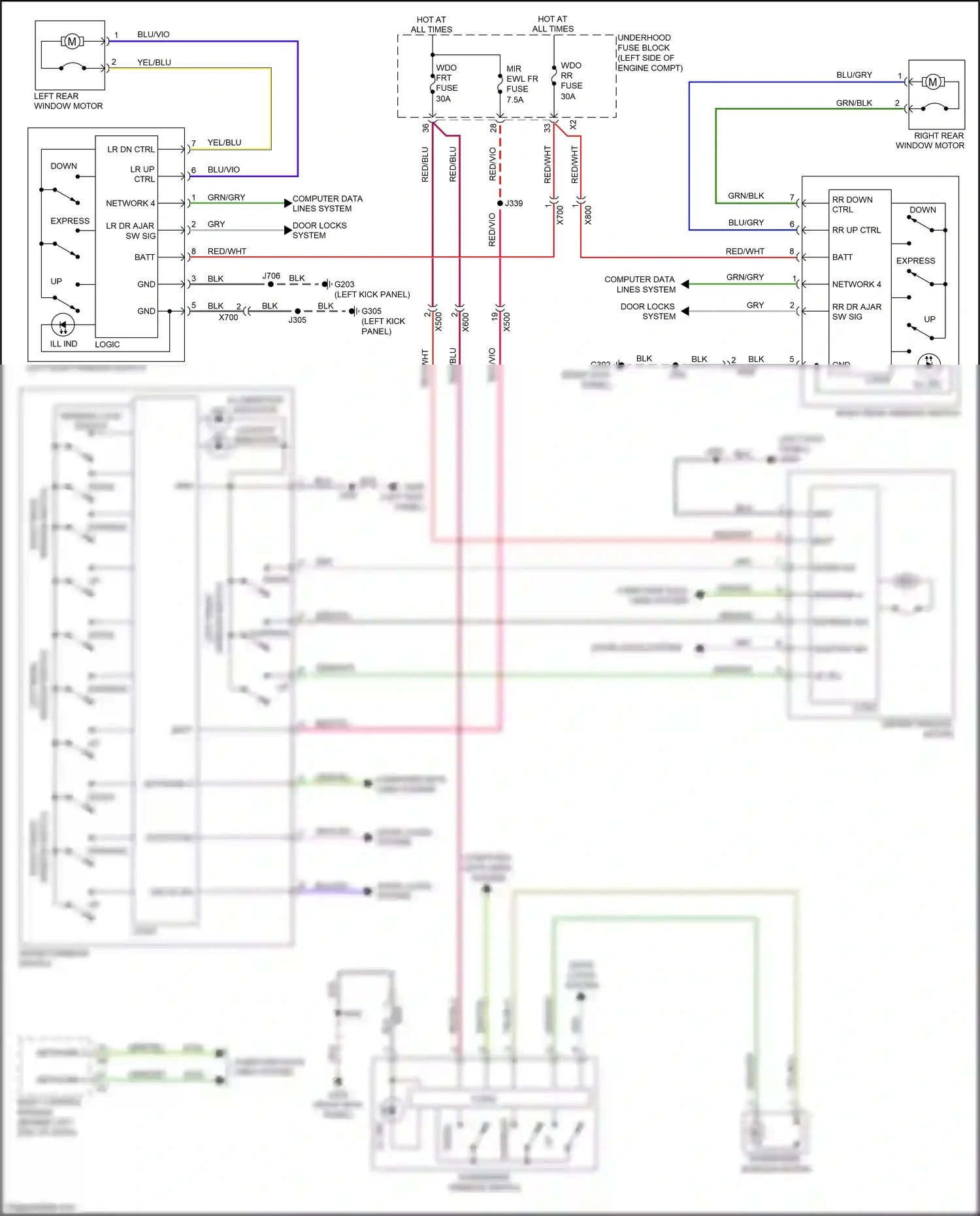 Wiring diagram rr down ctrl for Chevrolet Malibu VIII facelift (2013-2016) (1 of 4)