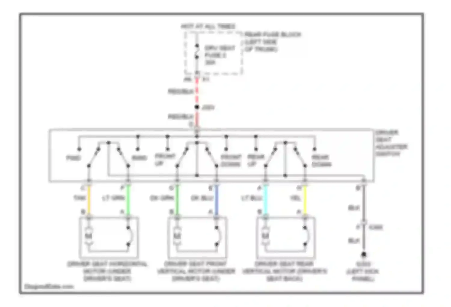 Malibu Chevrolet VIII (2011-2014): Driver power seat circuit, 6-way power seat