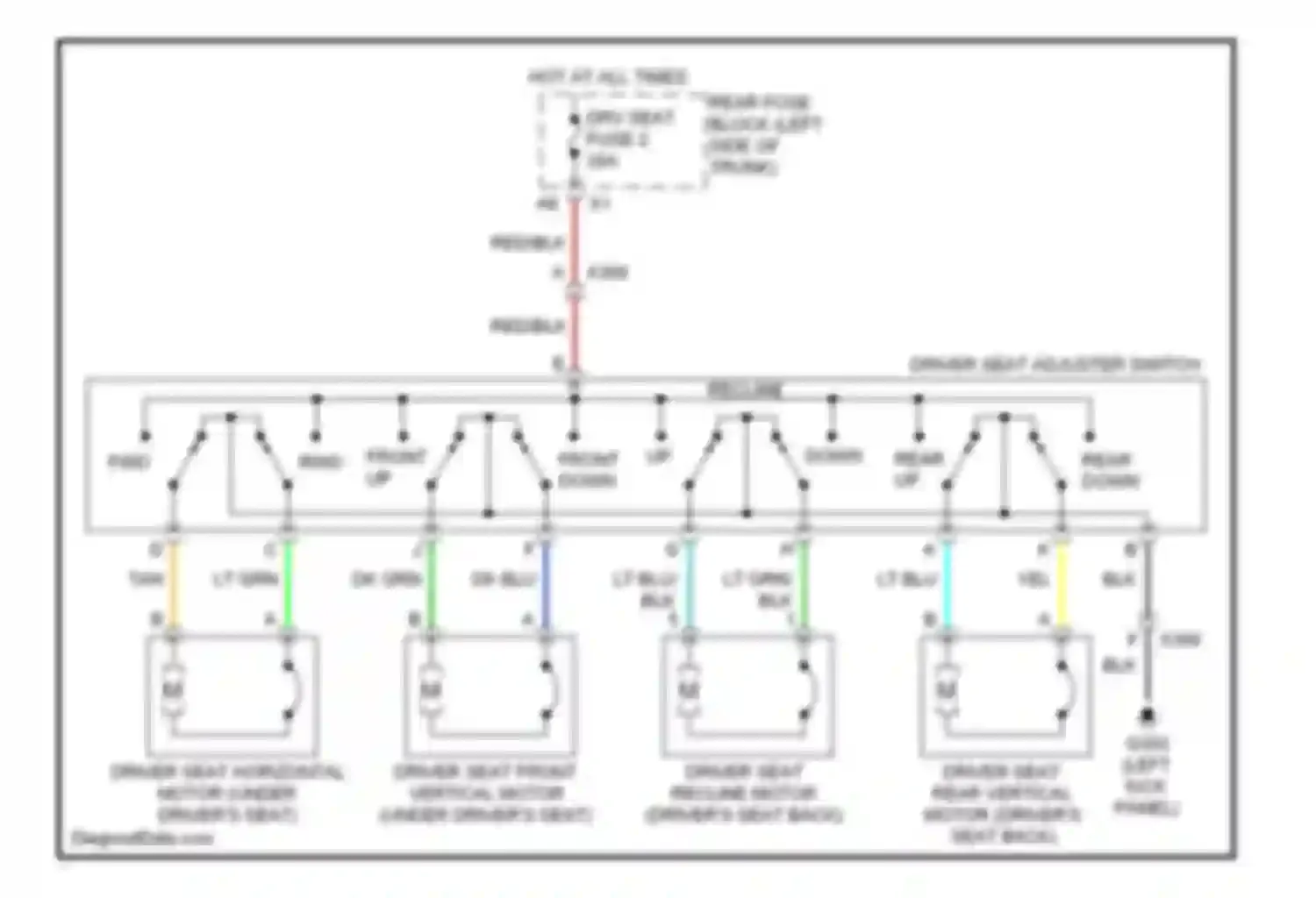 Malibu Chevrolet VIII (2011-2014): Driver power seat circuit, 8-way power seat