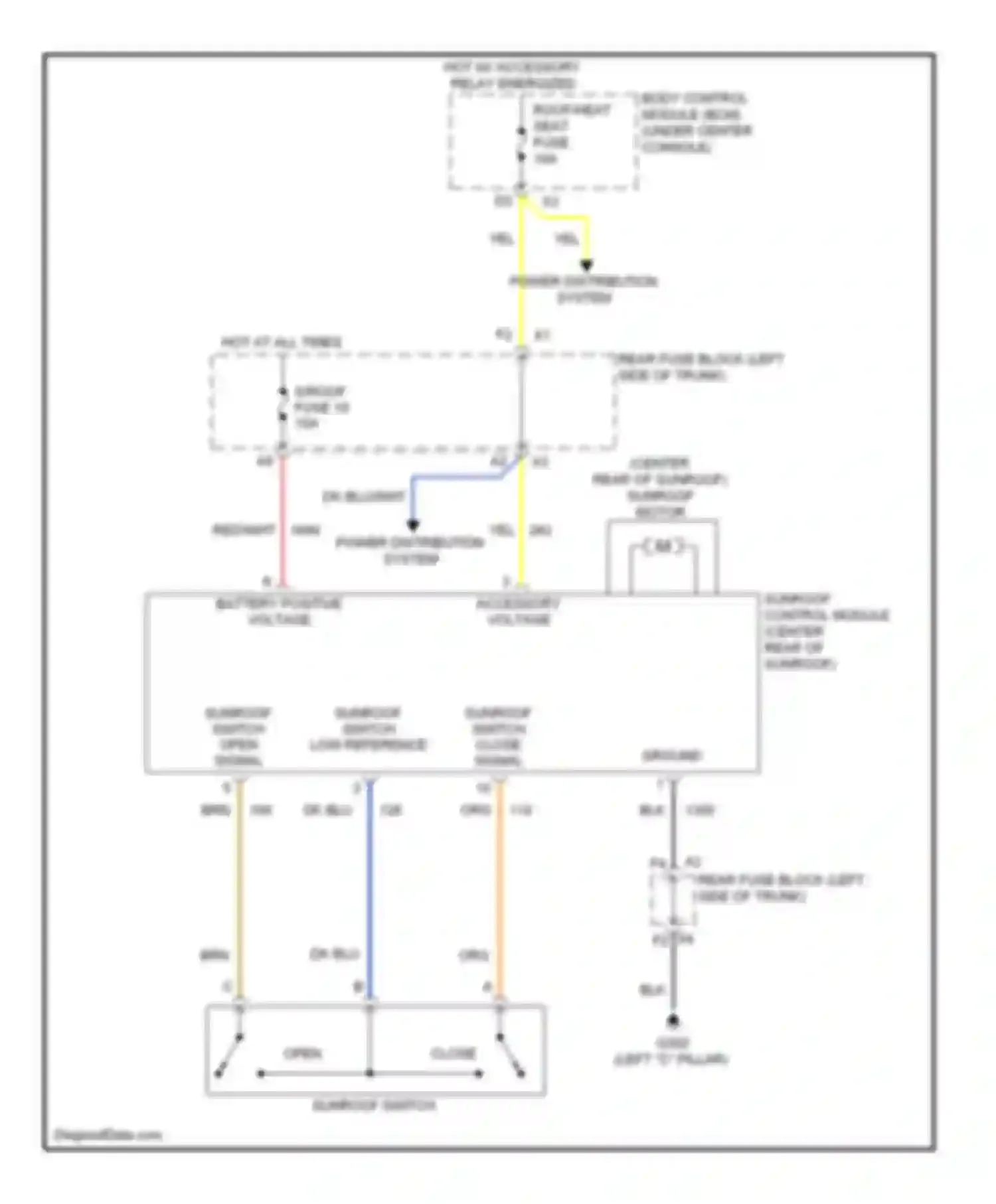 Wiring diagram sunroof switch open signal for Chevrolet Malibu VIII (2011-2014) (1 of 1)