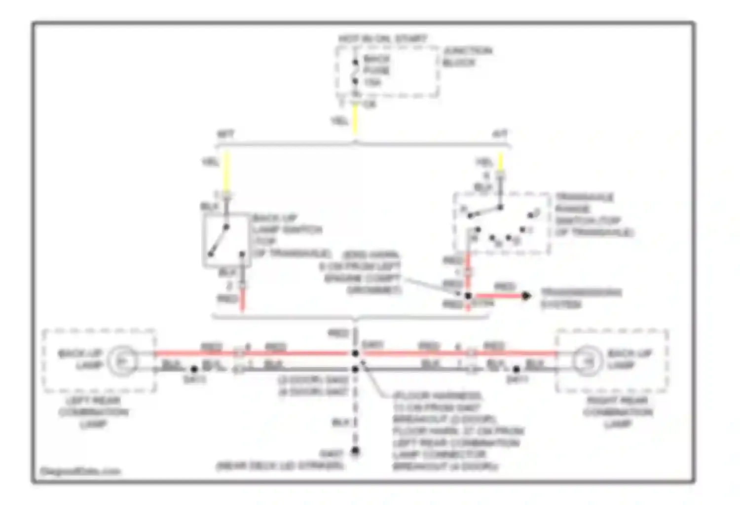 Metro Chevrolet I (1997-2001): Back-up lamps circuit