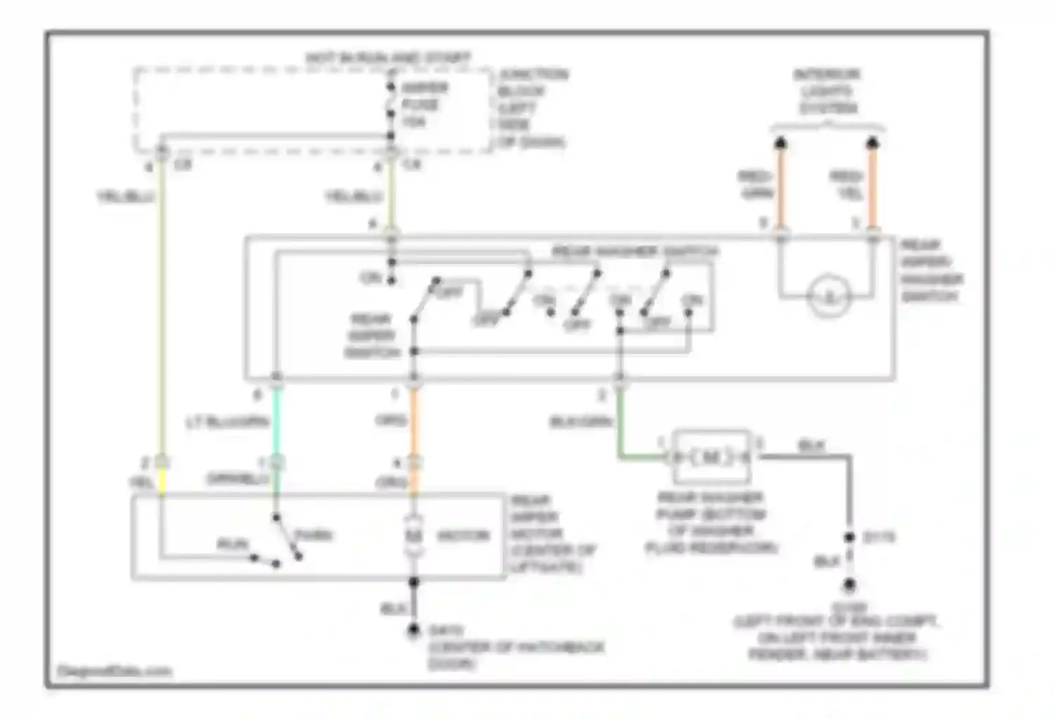 Metro Chevrolet I (1997-2001): Rear wiper/washer circuit