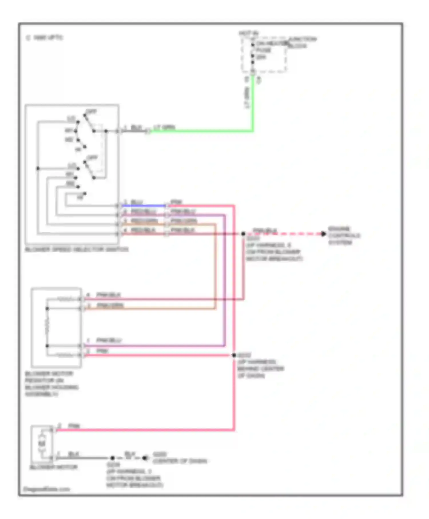 Wiring diagram blower speed selector switch for Chevrolet Metro I (1997-2001) (2 of 4)