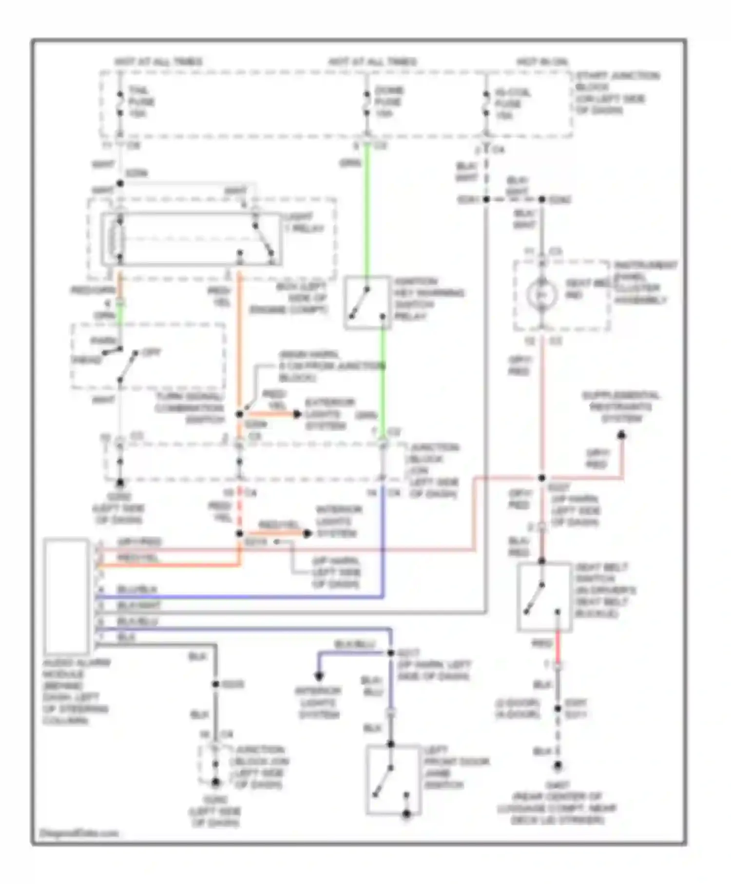 Wiring diagram turn signal/ combination switch for Chevrolet Metro I (1997-2001) (4 of 4)