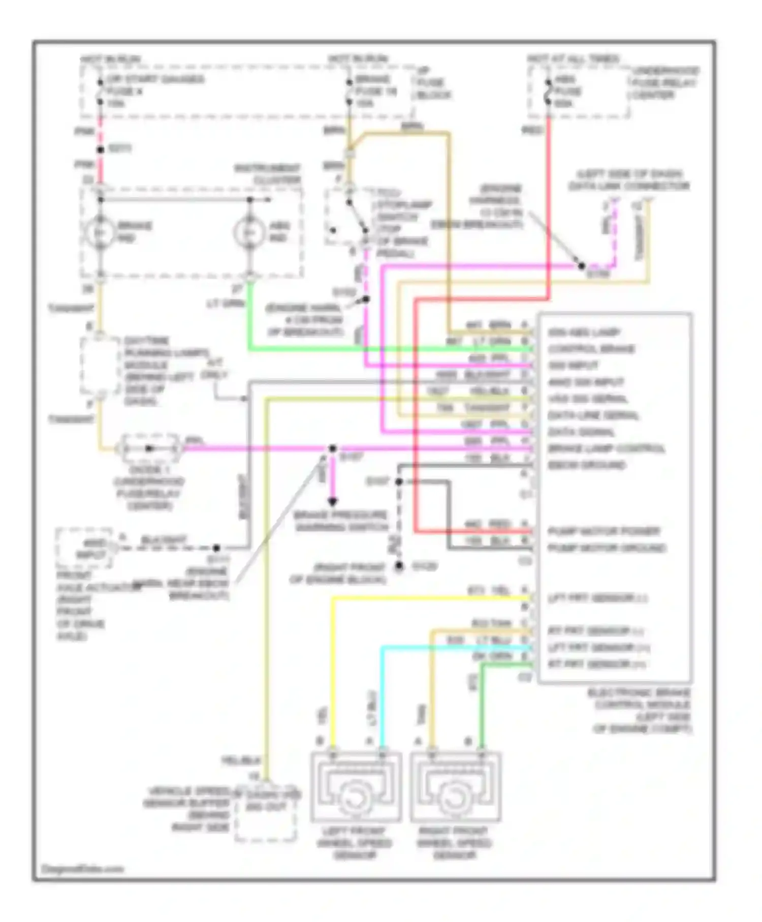 Wiring diagram vss sig serial data line serial data signal brake lamp control ebcm ground for Chevrolet Pickup C1500  (1988-1999) (1 of 1)