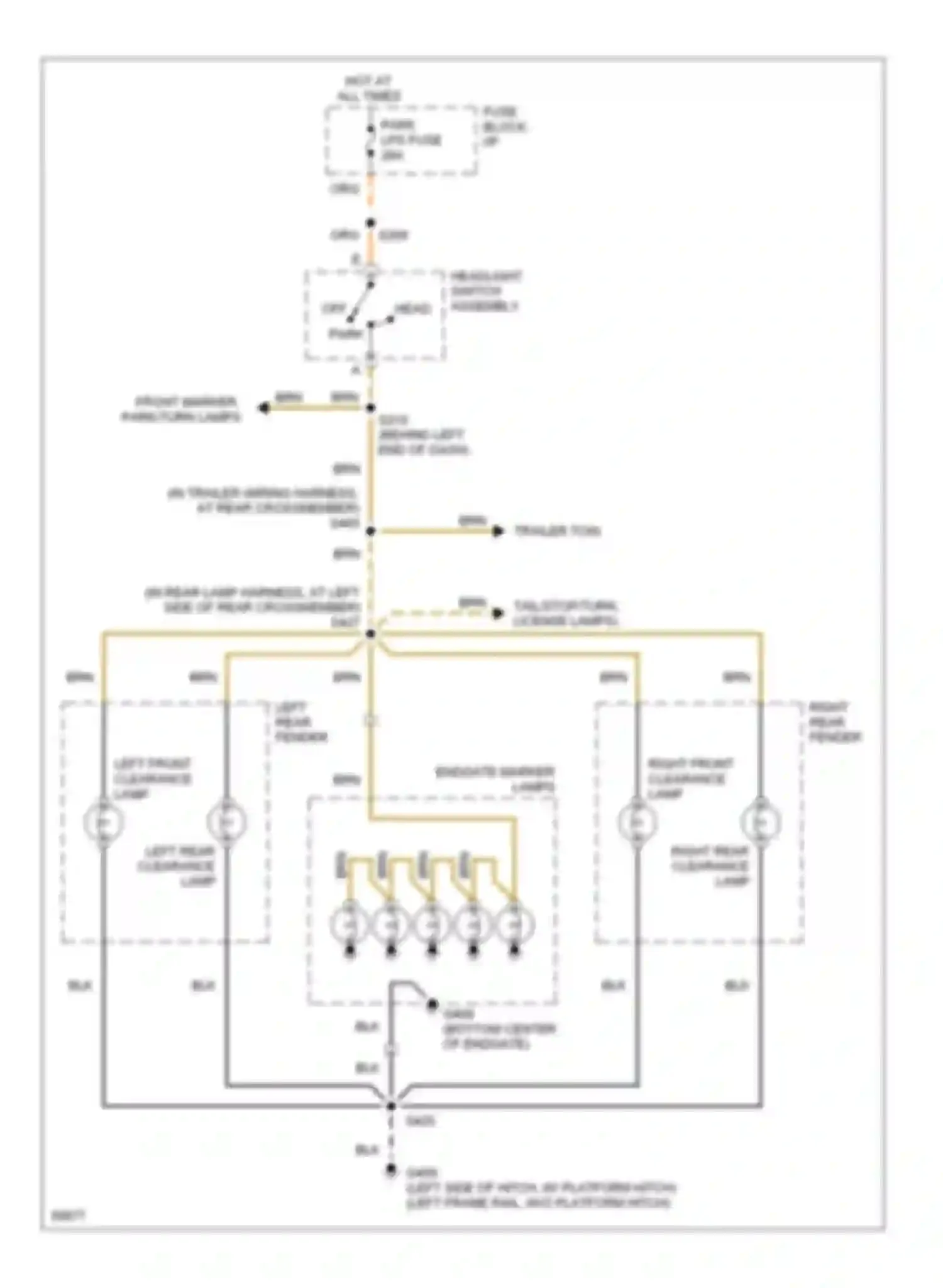 Wiring diagram headlight switch assembly for Chevrolet Pickup C2500  (1988-2000) (10 of 14)