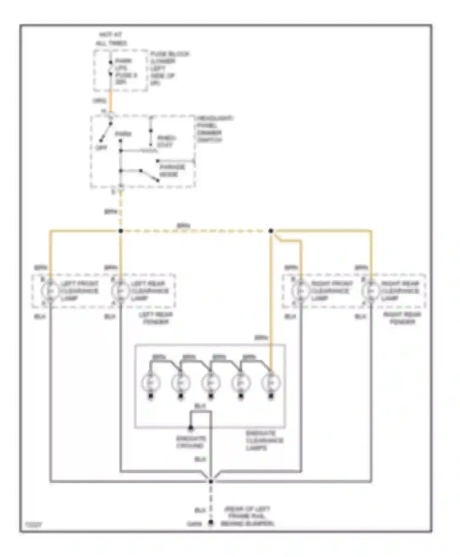 Wiring diagram right rear clearance lamp for Chevrolet Pickup C2500  (1988-2000) (1 of 4)