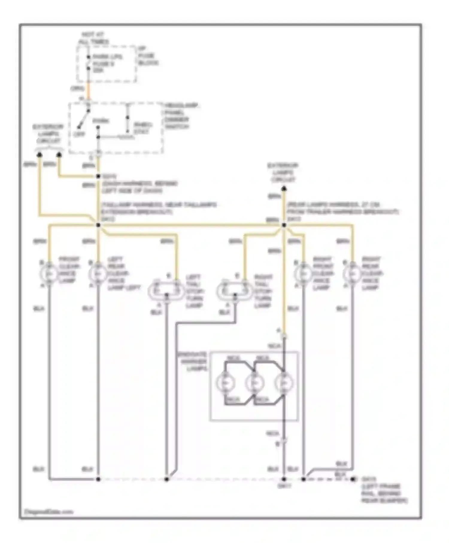 Pickup C3500 Chevrolet  (1988-2000): Rear clearance lamps circuit