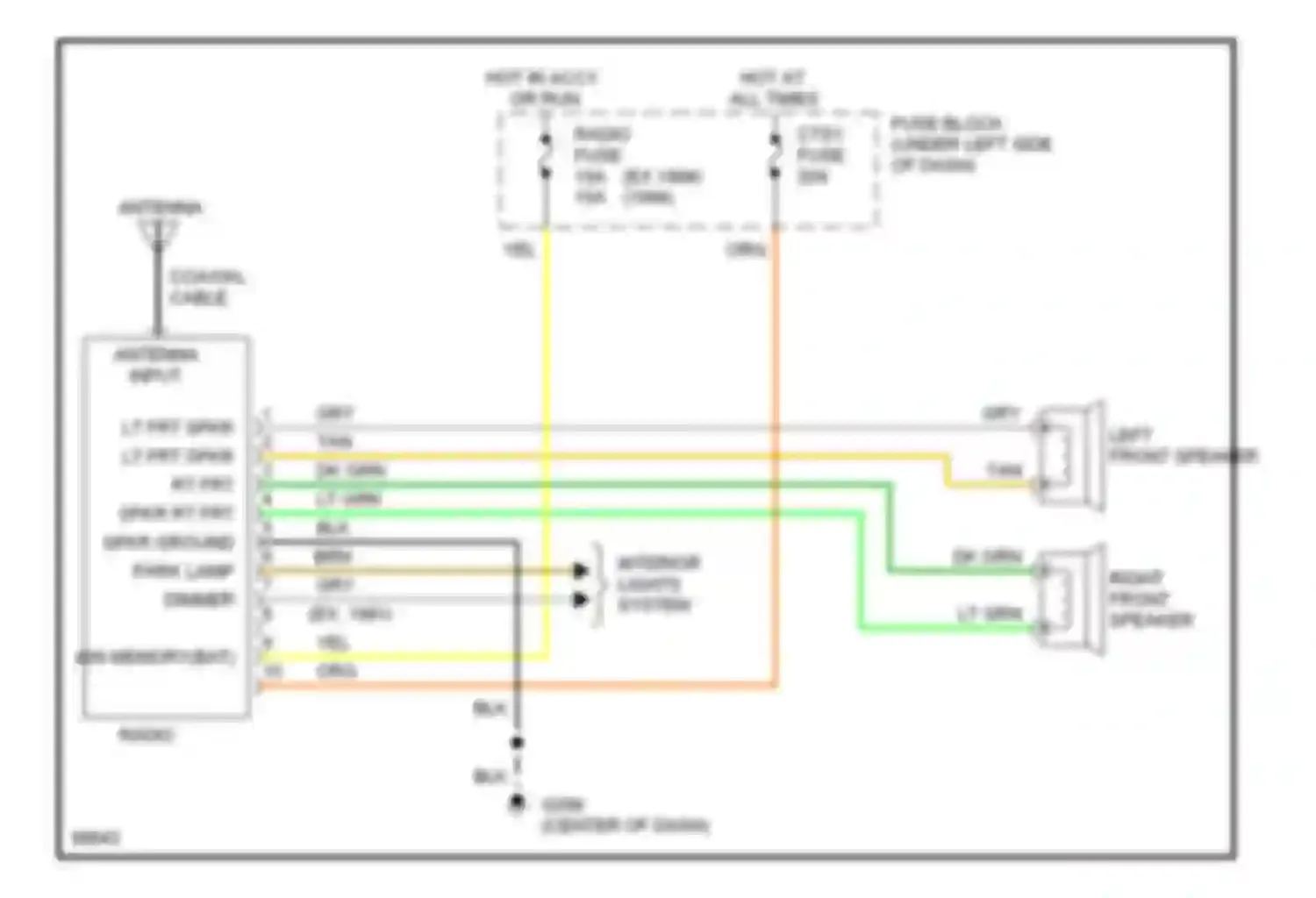 Wiring diagram hot in accy or run for Chevrolet Pickup C3500  (1988-2000) (1 of 5)