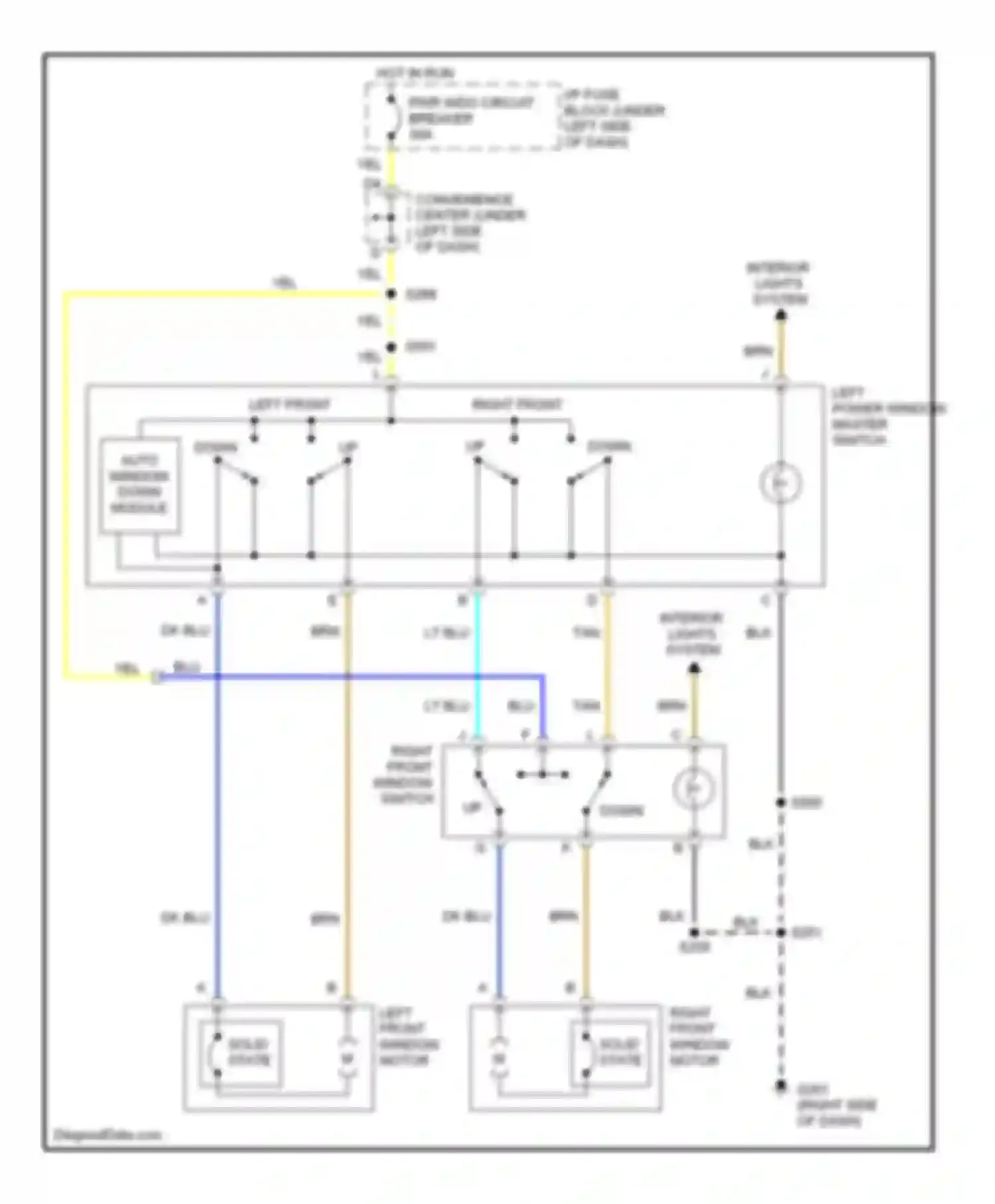 Wiring diagram right front window motor for Chevrolet Pickup K2500  (1988-2000) (1 of 2)