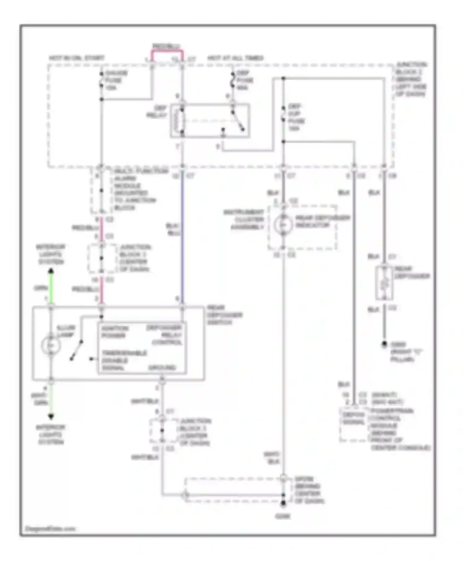 Prizm Chevrolet I (1997-2002): Defogger circuit