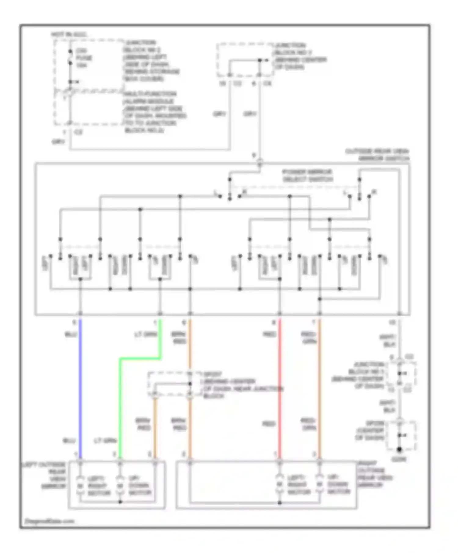 Prizm Chevrolet I (1997-2002): Power mirror circuit