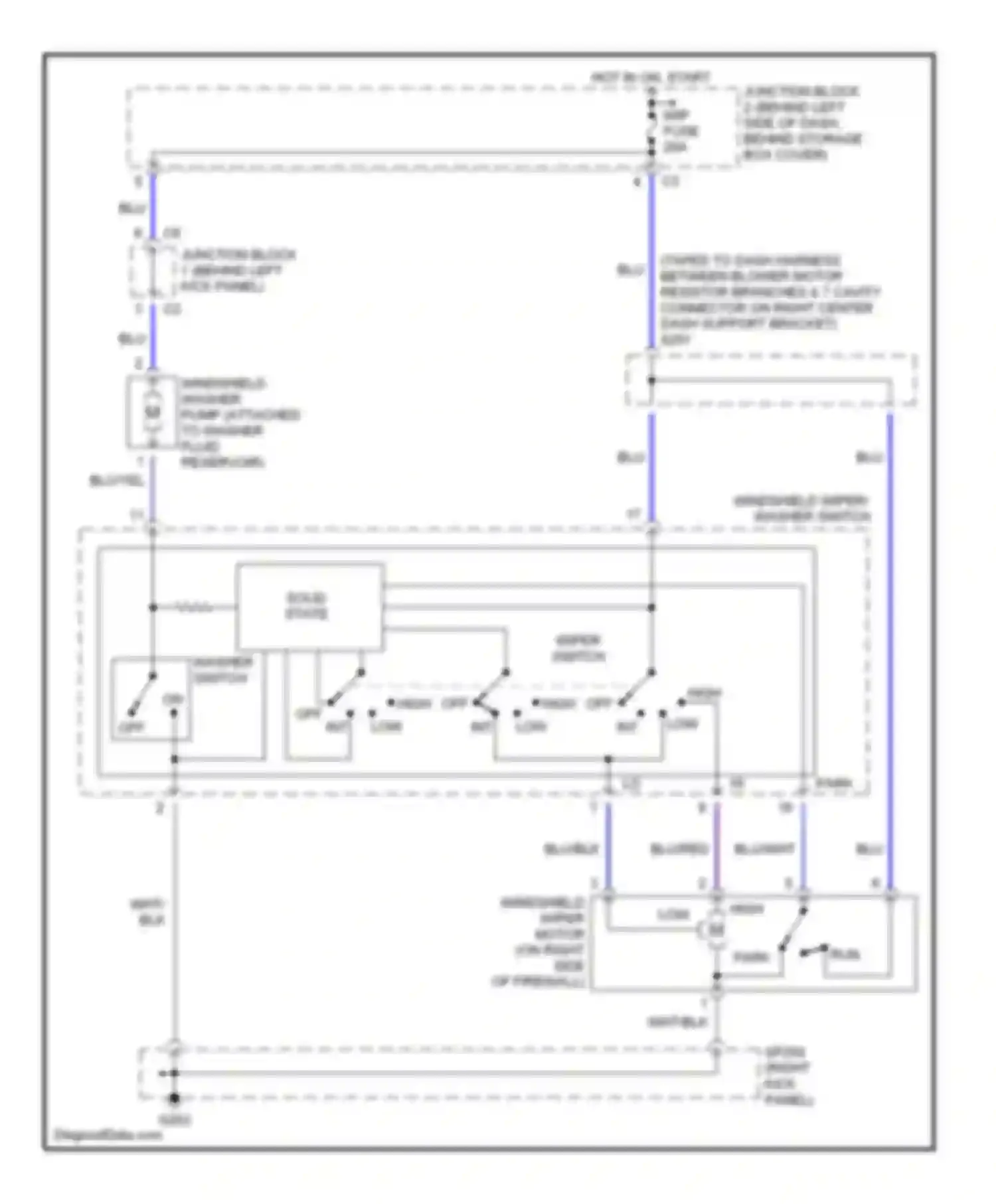 Prizm Chevrolet I (1997-2002): Wiper/washer circuit