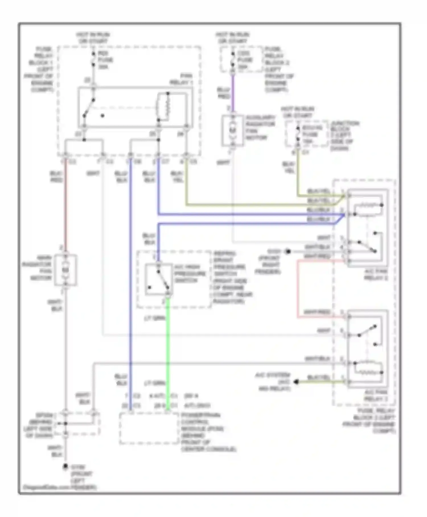 Wiring diagram fan relay 1 for Chevrolet Prizm I (1997-2002) (1 of 2)