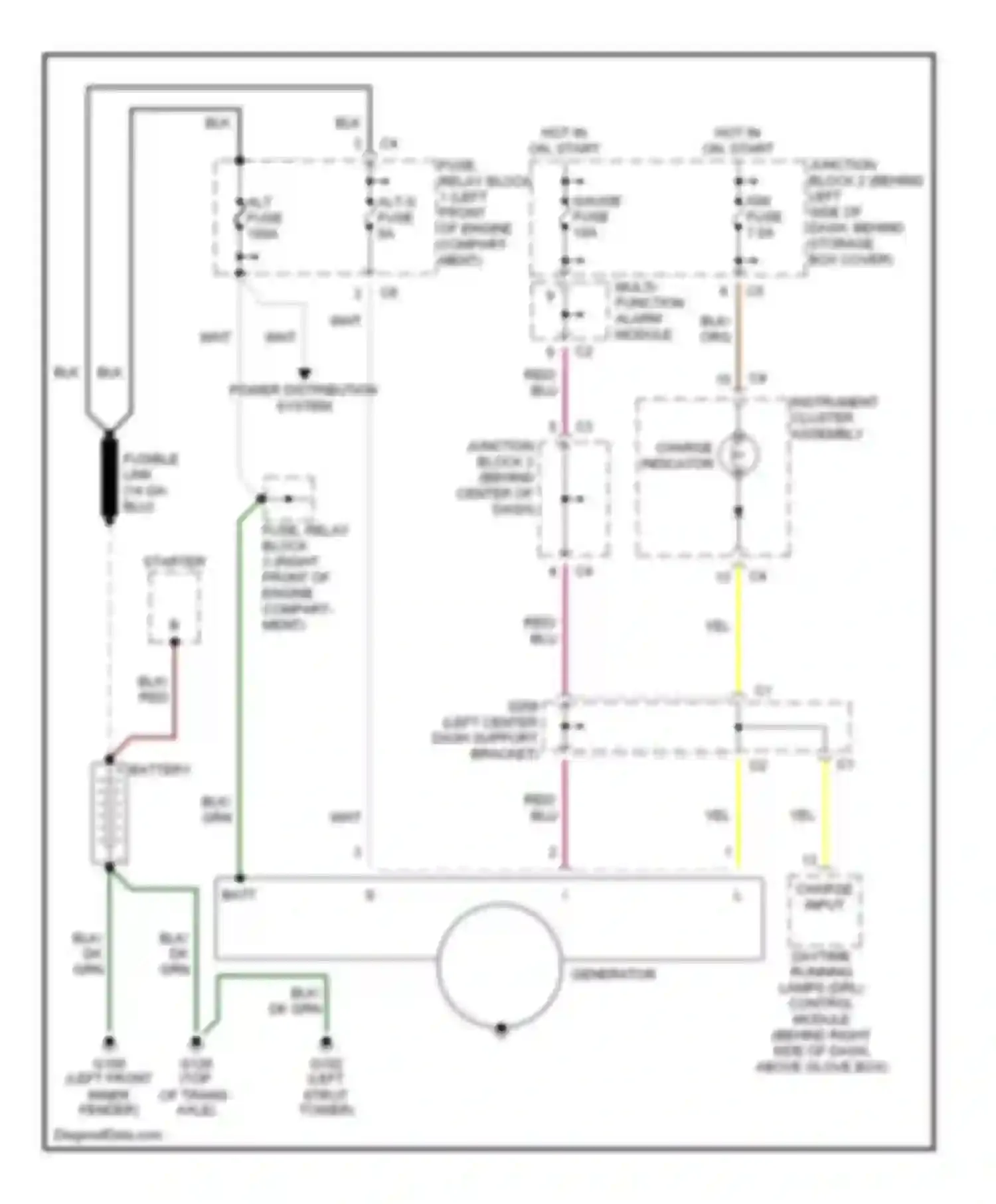 Wiring diagram power distribution system for Chevrolet Prizm I (1997-2002) (1 of 4)