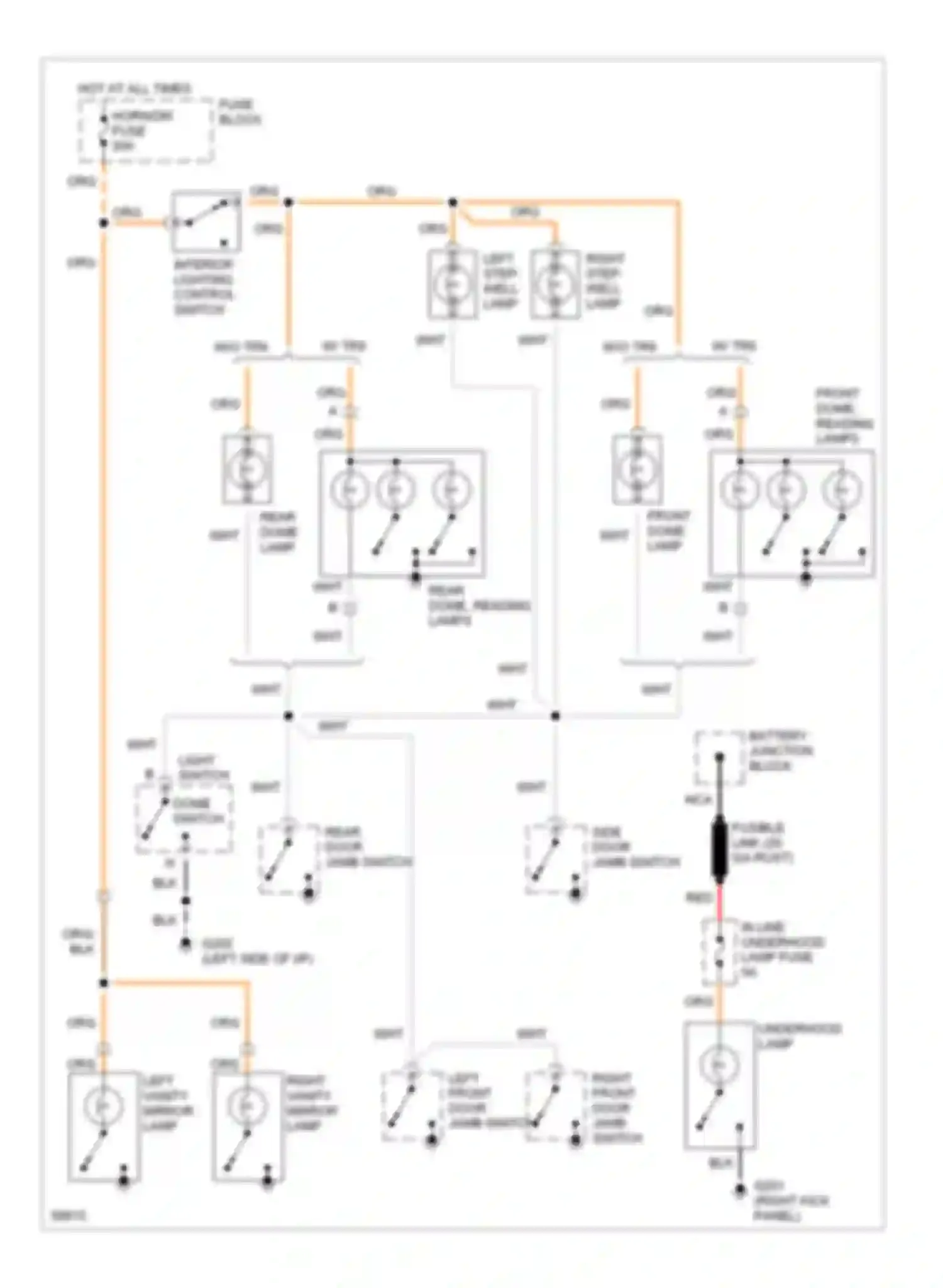 RV Cutaway G30 Chevrolet  (1985-1994): Courtesy lamps circuit, with auxiliary lighting