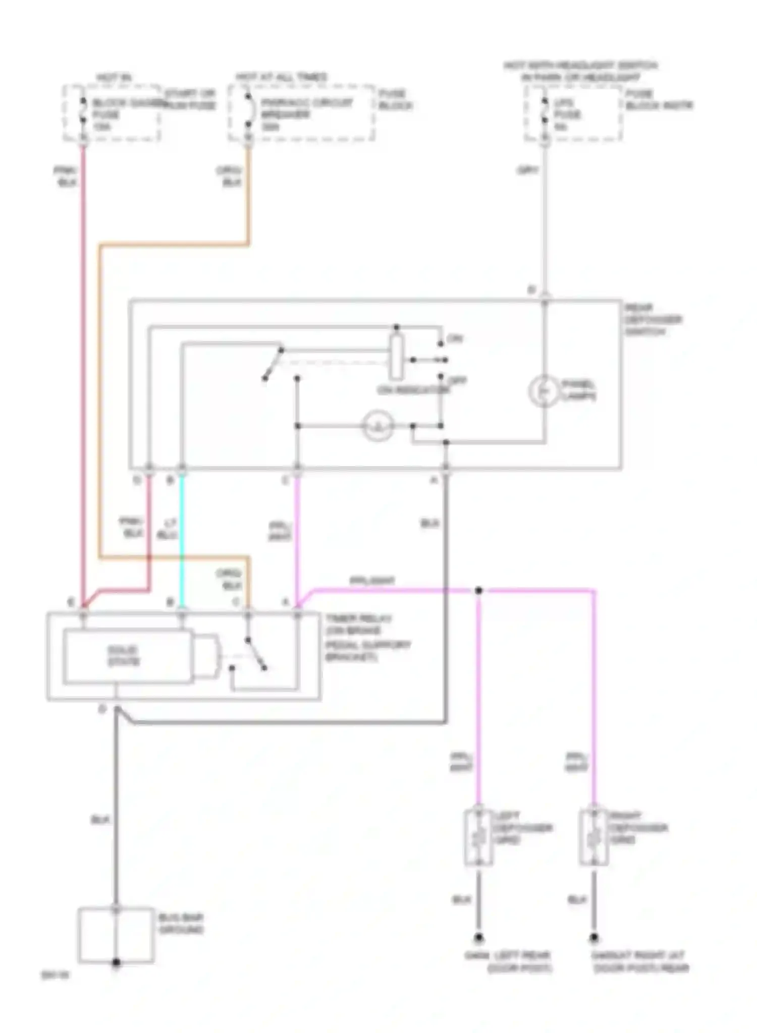 Wiring diagram right defogger grid for Chevrolet RV Cutaway G30  (1985-1994) (1 of 1)