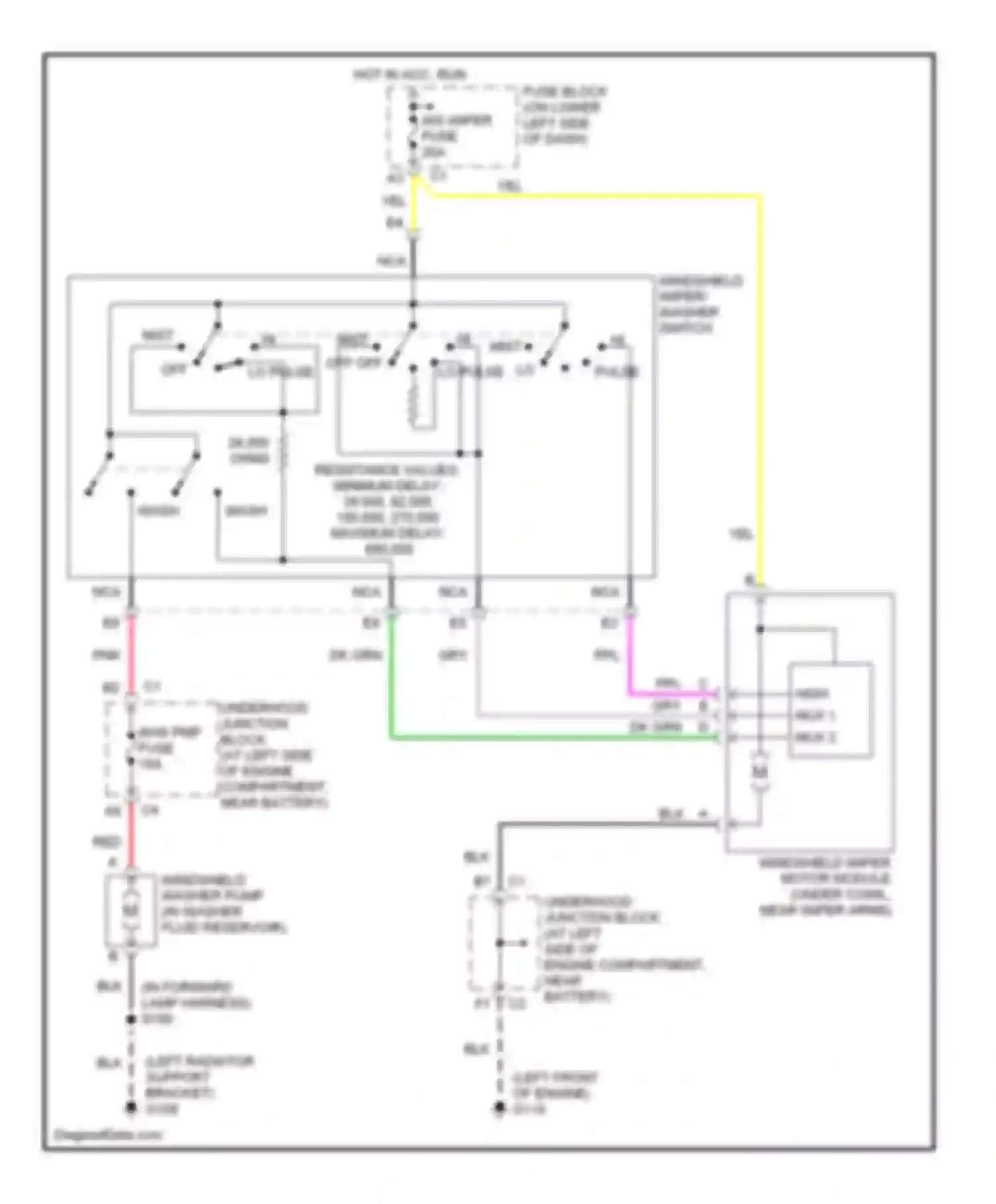 Silverado 1500 HD Chevrolet  (2001-2006): Front wiper/washer circuit