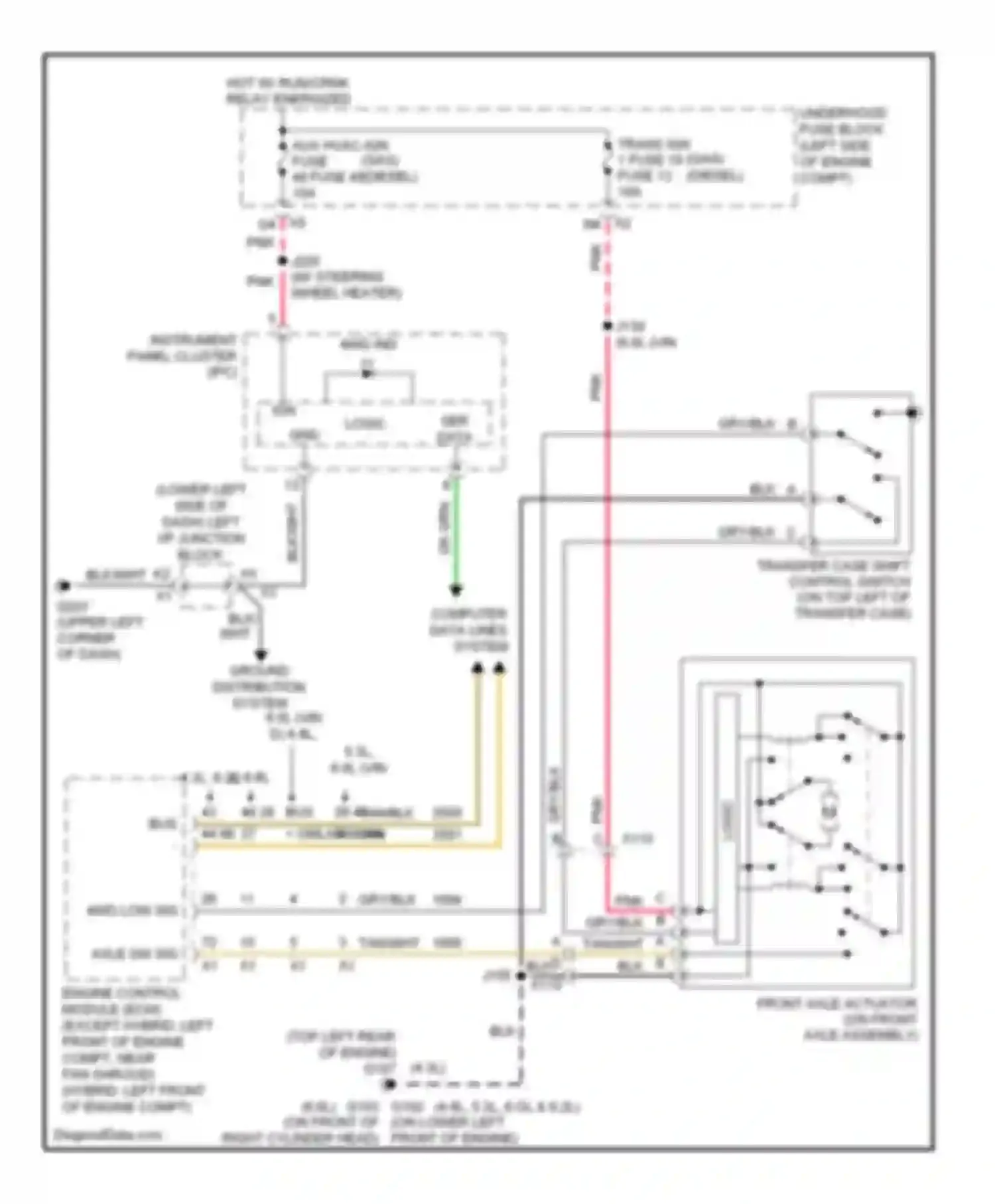 Silverado 1500 Chevrolet  (2000-2012): 5.3l vin 3, transfer case circuit, 2-speed manual