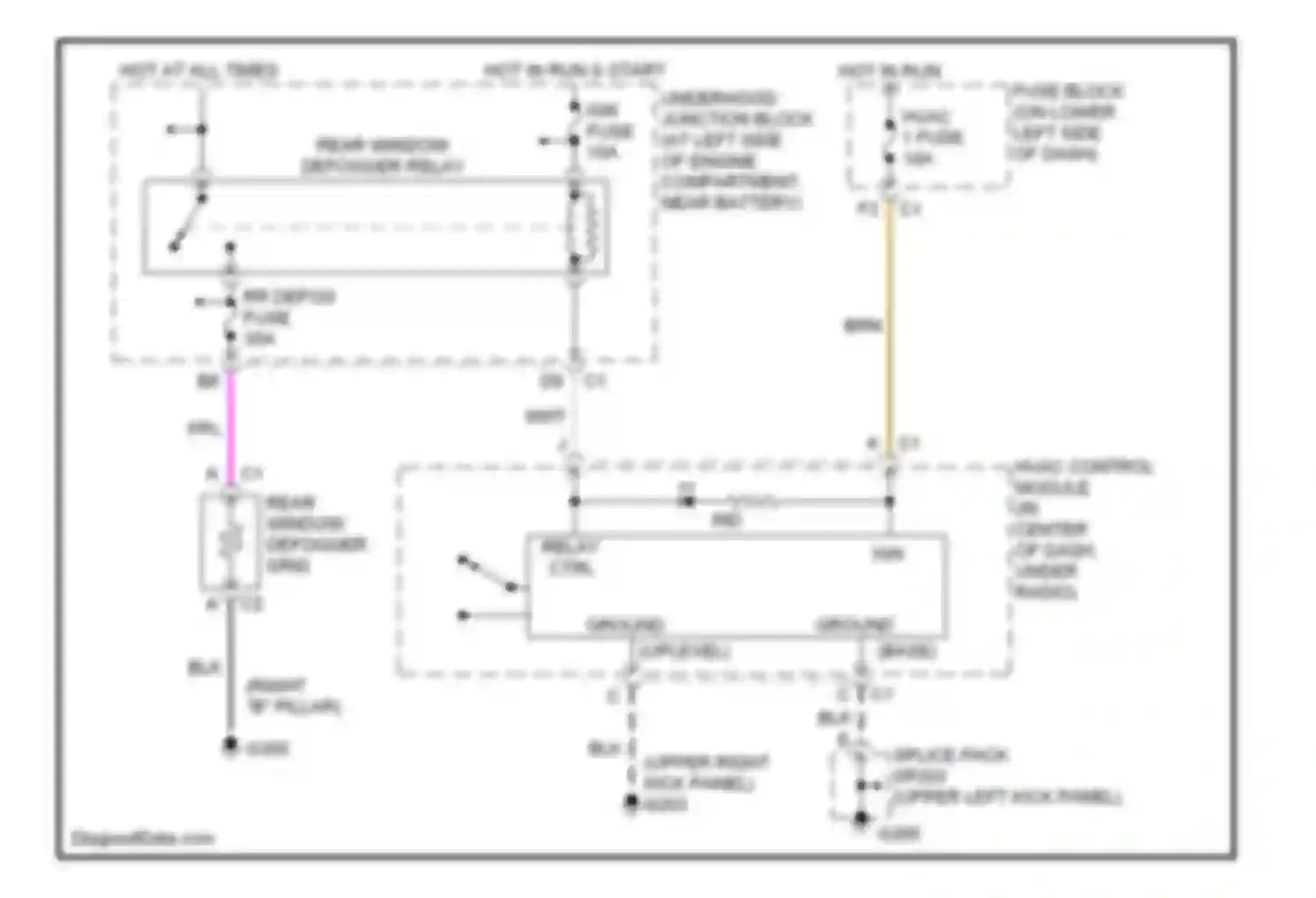 Wiring diagram rear window defogger relay for Chevrolet Silverado 1500  (2000-2012) (1 of 1)