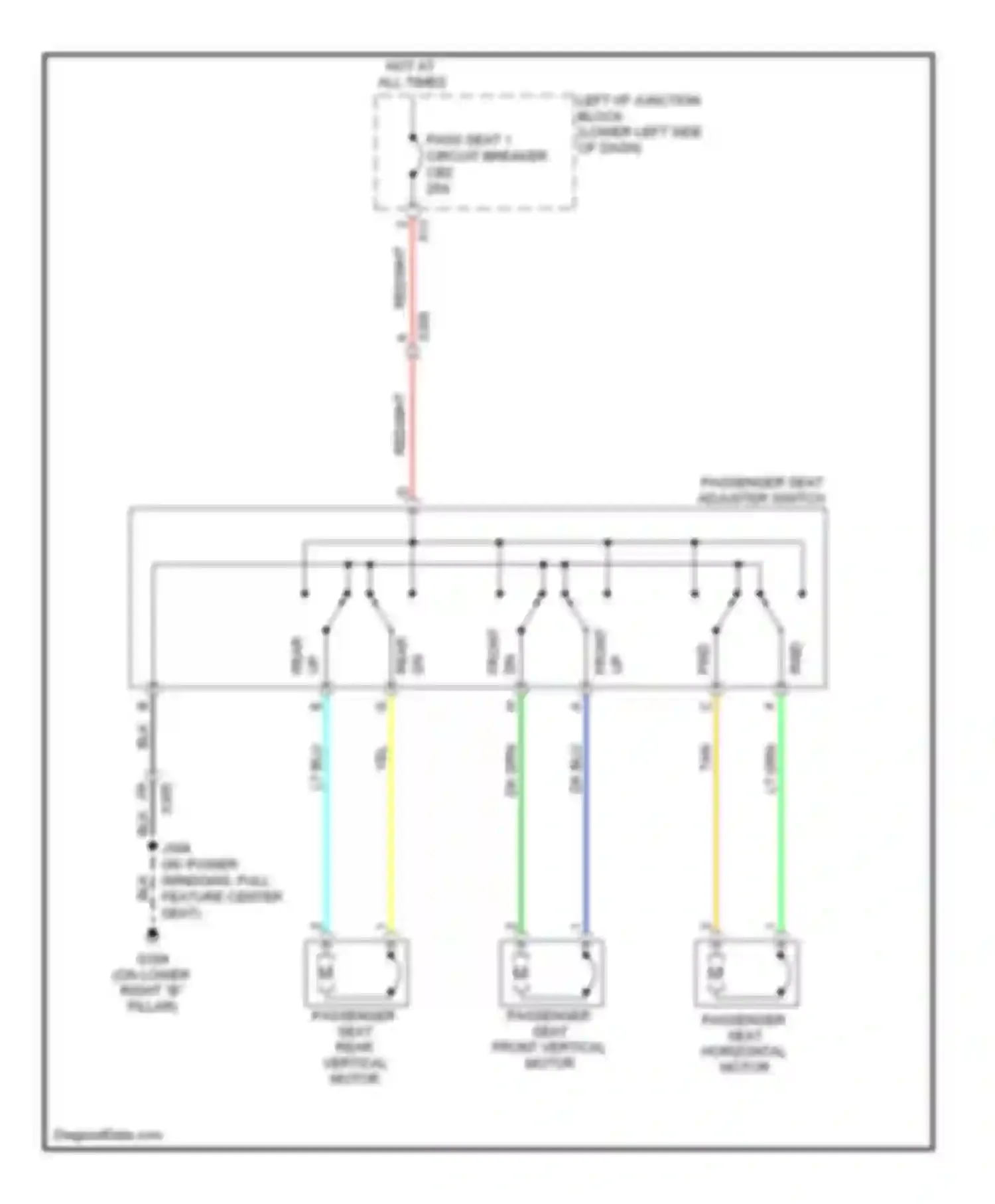 Wiring diagram w/ power windows, full feature center seat for Chevrolet Silverado 1500  (2000-2012) (2 of 2)