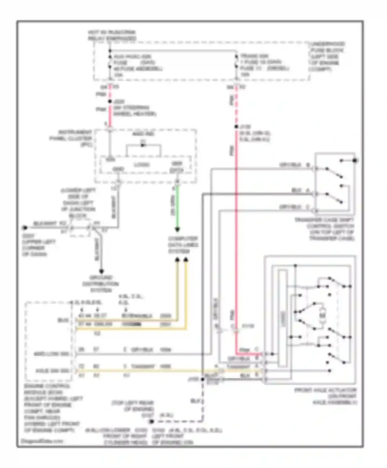 Silverado 2500 HD Chevrolet  (2002-2012): 6.6l vin 6, transfer case circuit, 2-speed manual