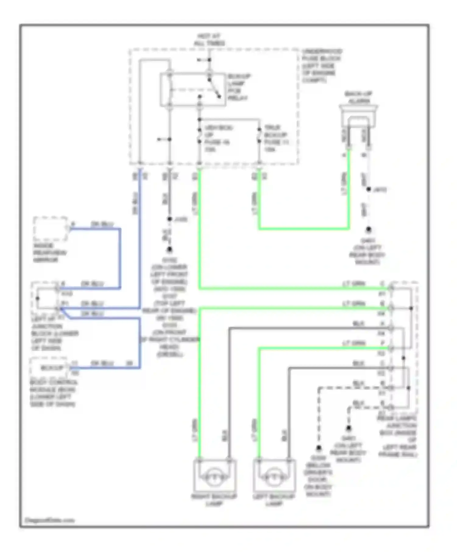 Wiring diagram bck/up lamp pcb relay for Chevrolet Silverado 3500 HD  (2007-2012) (9 of 10)