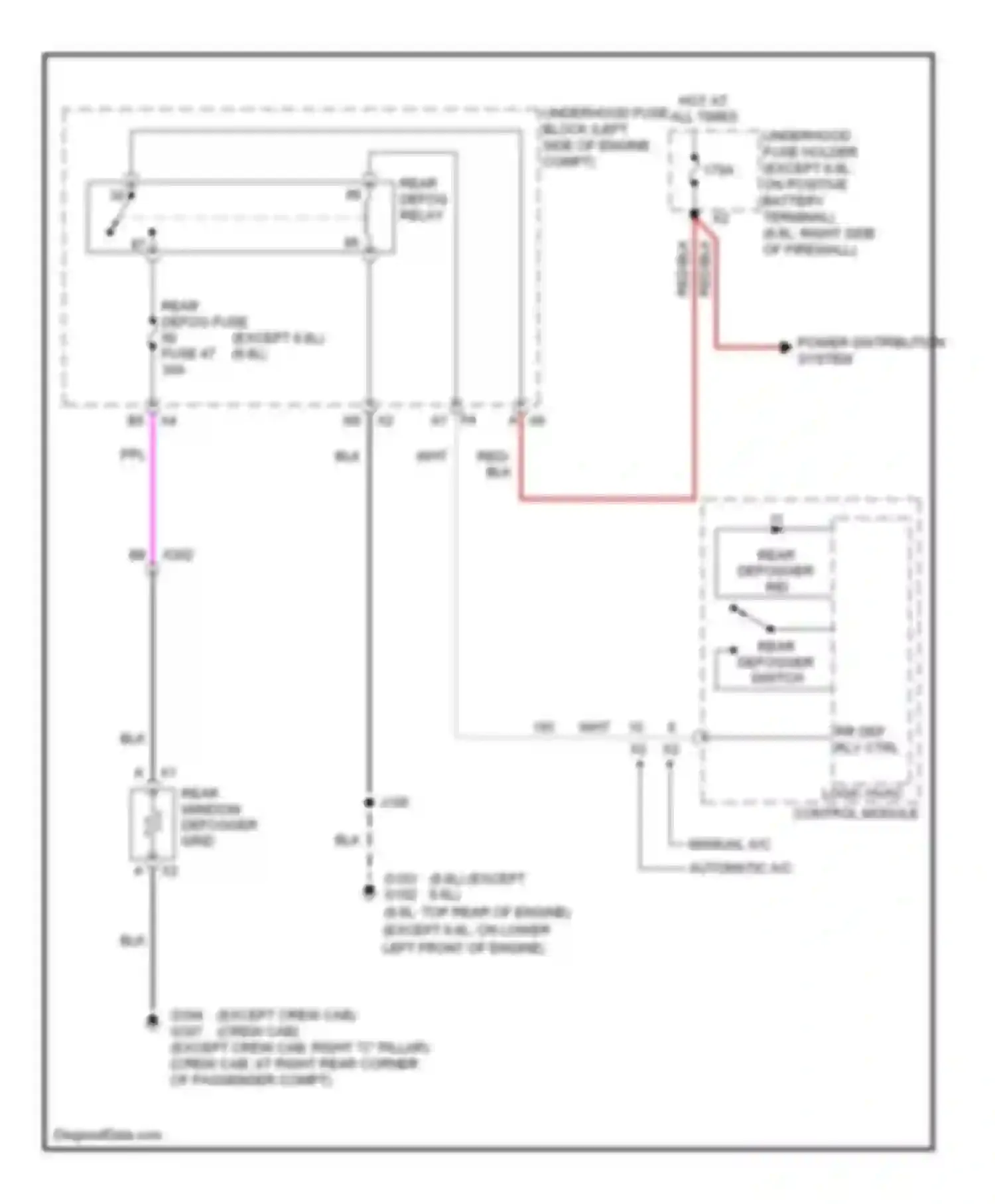 Silverado Chevrolet GMT K2XX (2013-2015): Rear defogger circuit