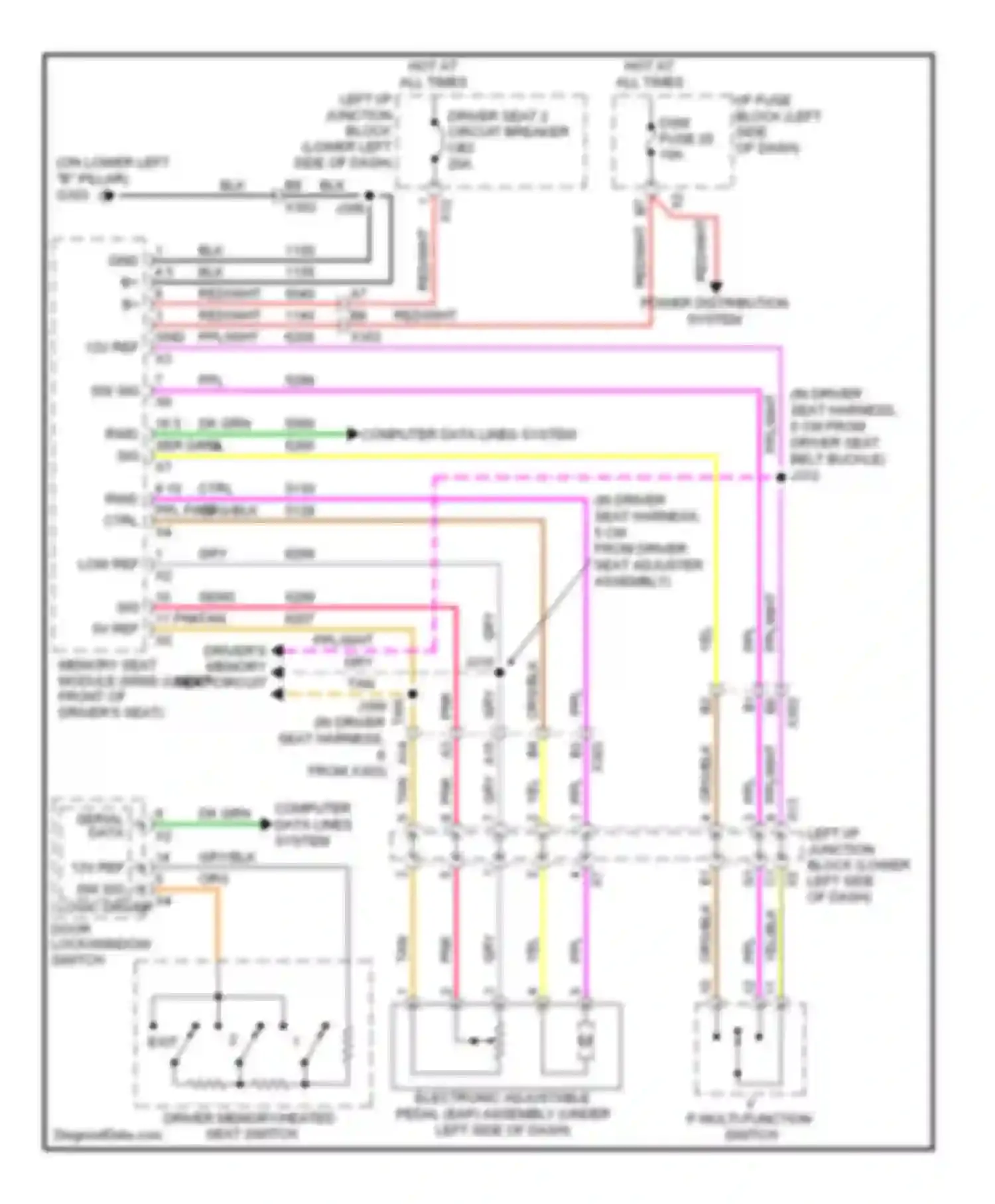 Wiring diagram driver's memory seat circuit for Chevrolet Silverado GMT K2XX (2013-2015) (1 of 1)