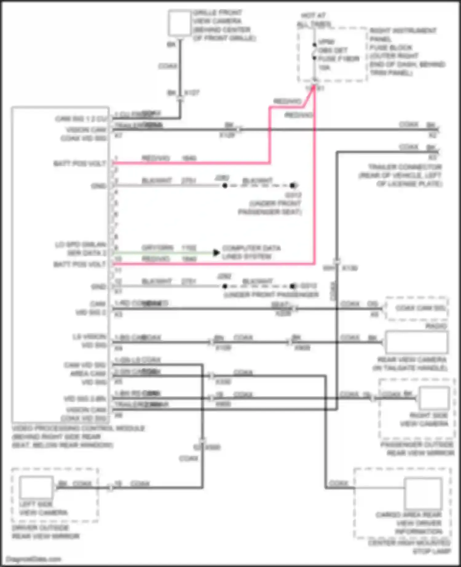 Wiring diagram driver outside rear- view mirror for Chevrolet Silverado T1XX (2019-2022) (1 of 12)