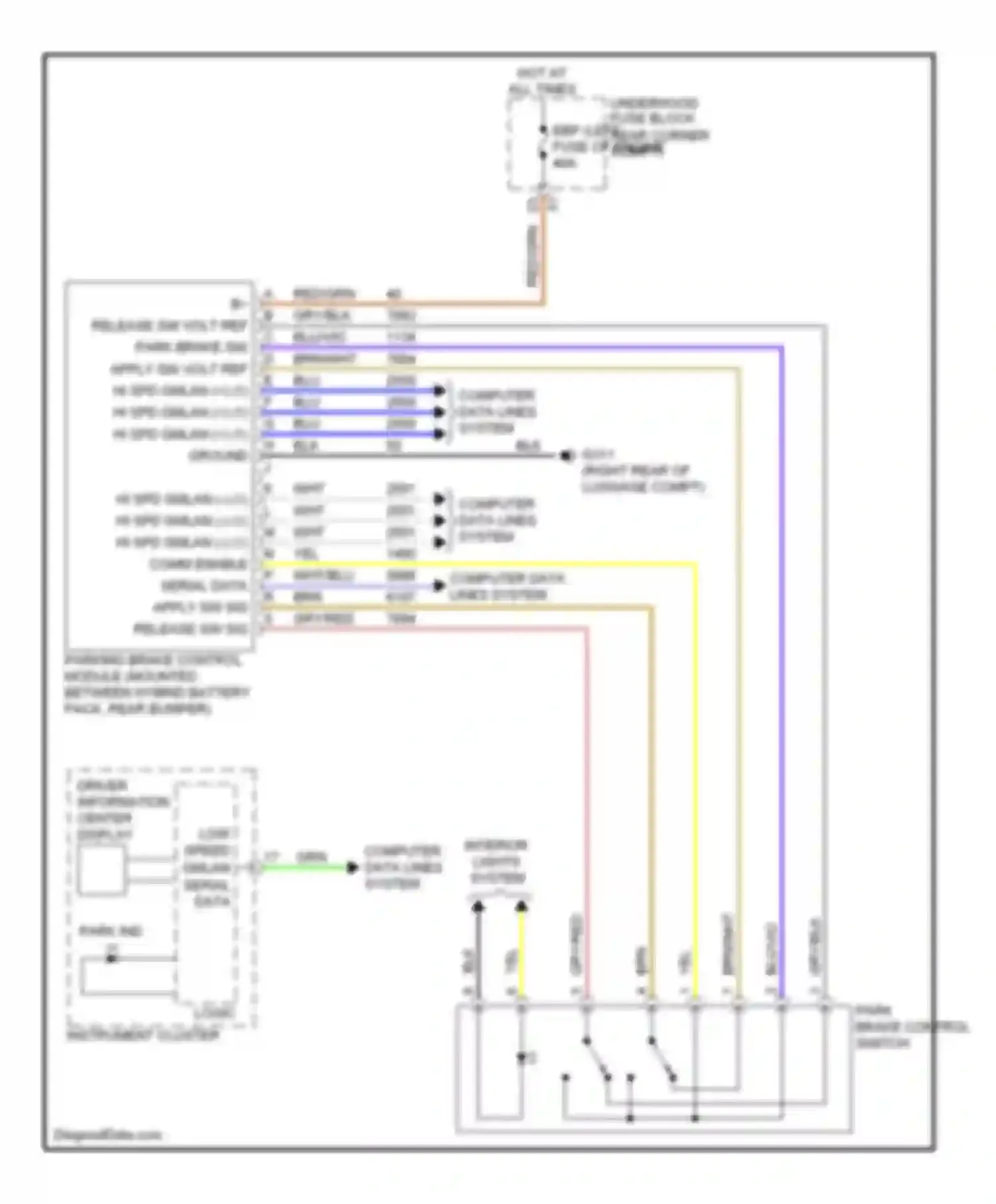 Spark Chevrolet M300 (2009-2016): Park brake system circuit