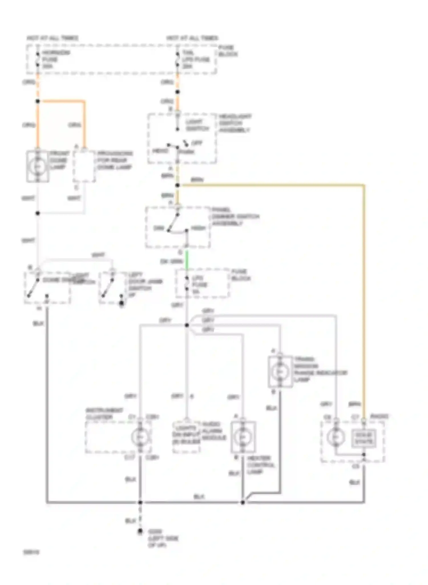 Sportvan G30 Chevrolet  (1985-1994): Interior light circuit, cutaway chassis