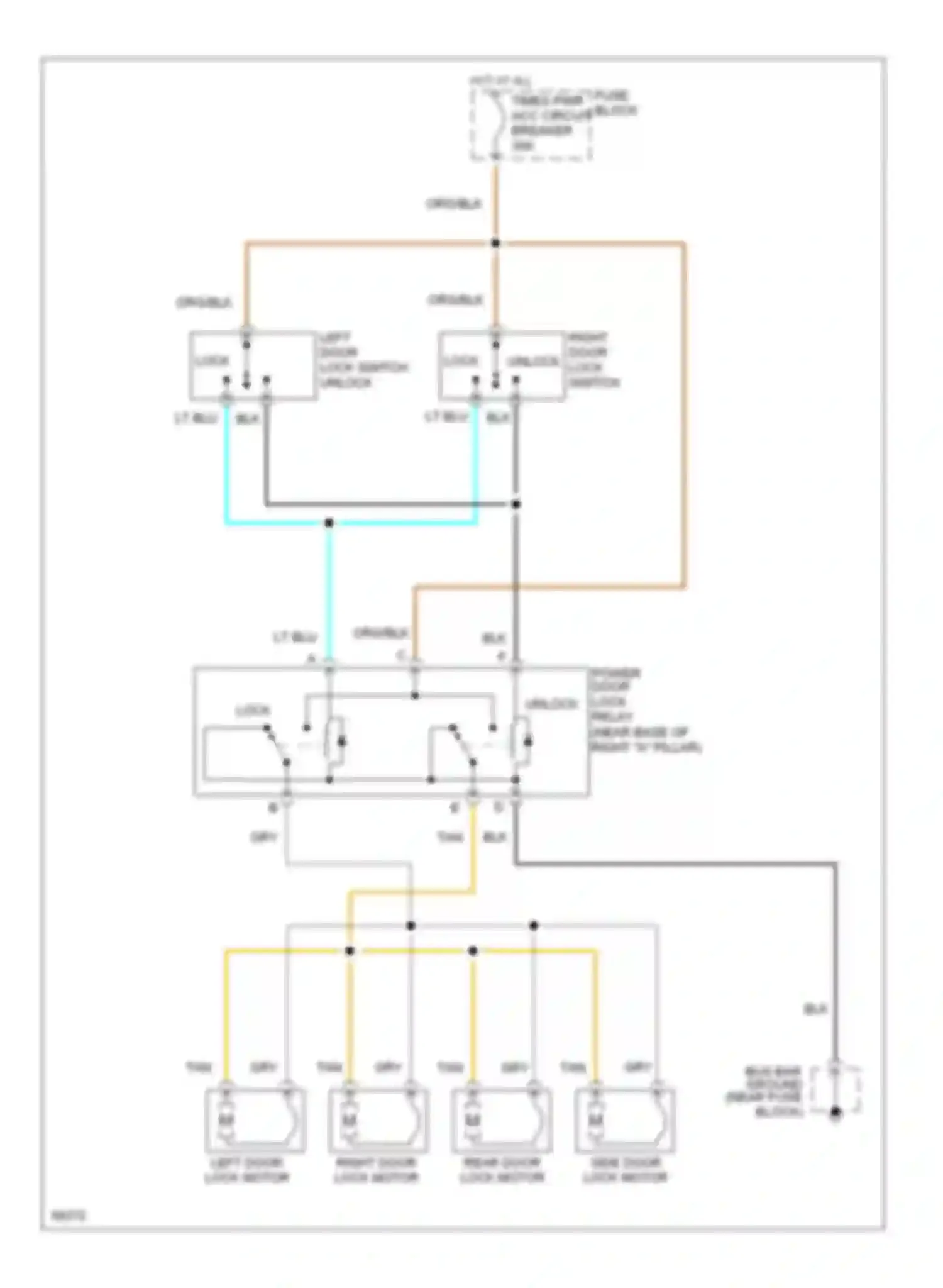 Sportvan G30 Chevrolet  (1985-1994): Door lock circuit, without swing out side door