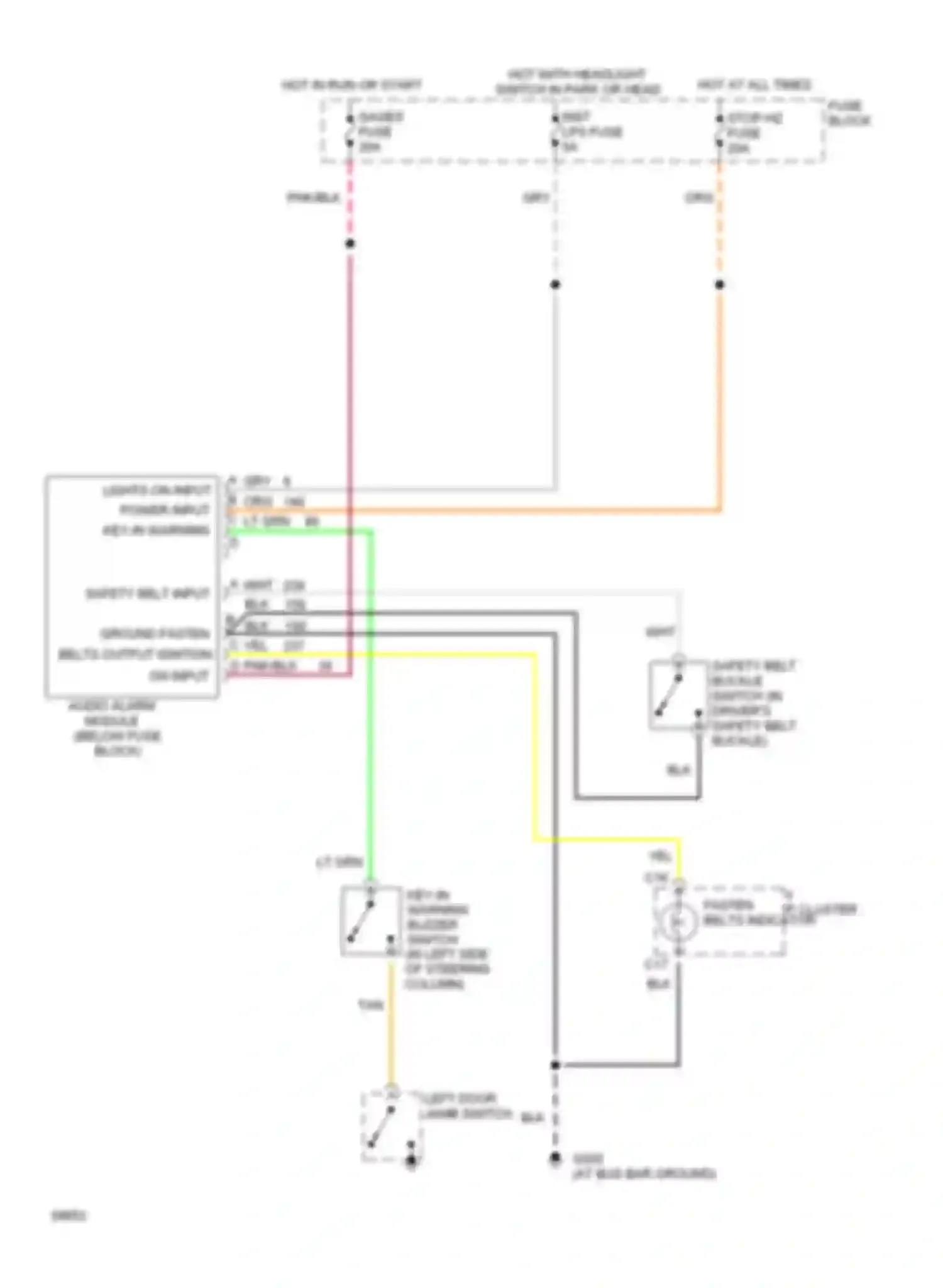 Wiring diagram lights on input power input key-in warning for Chevrolet Sportvan G30  (1985-1994) (1 of 2)