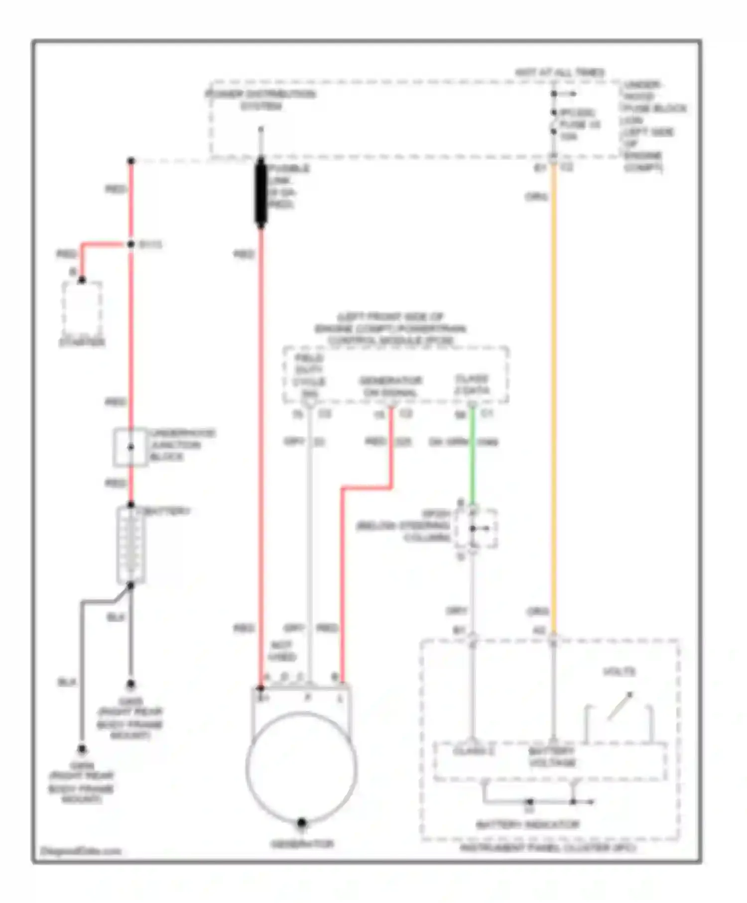 Wiring diagram fusible link (8 ga- for Chevrolet SSR I (2003-2006) (1 of 2)