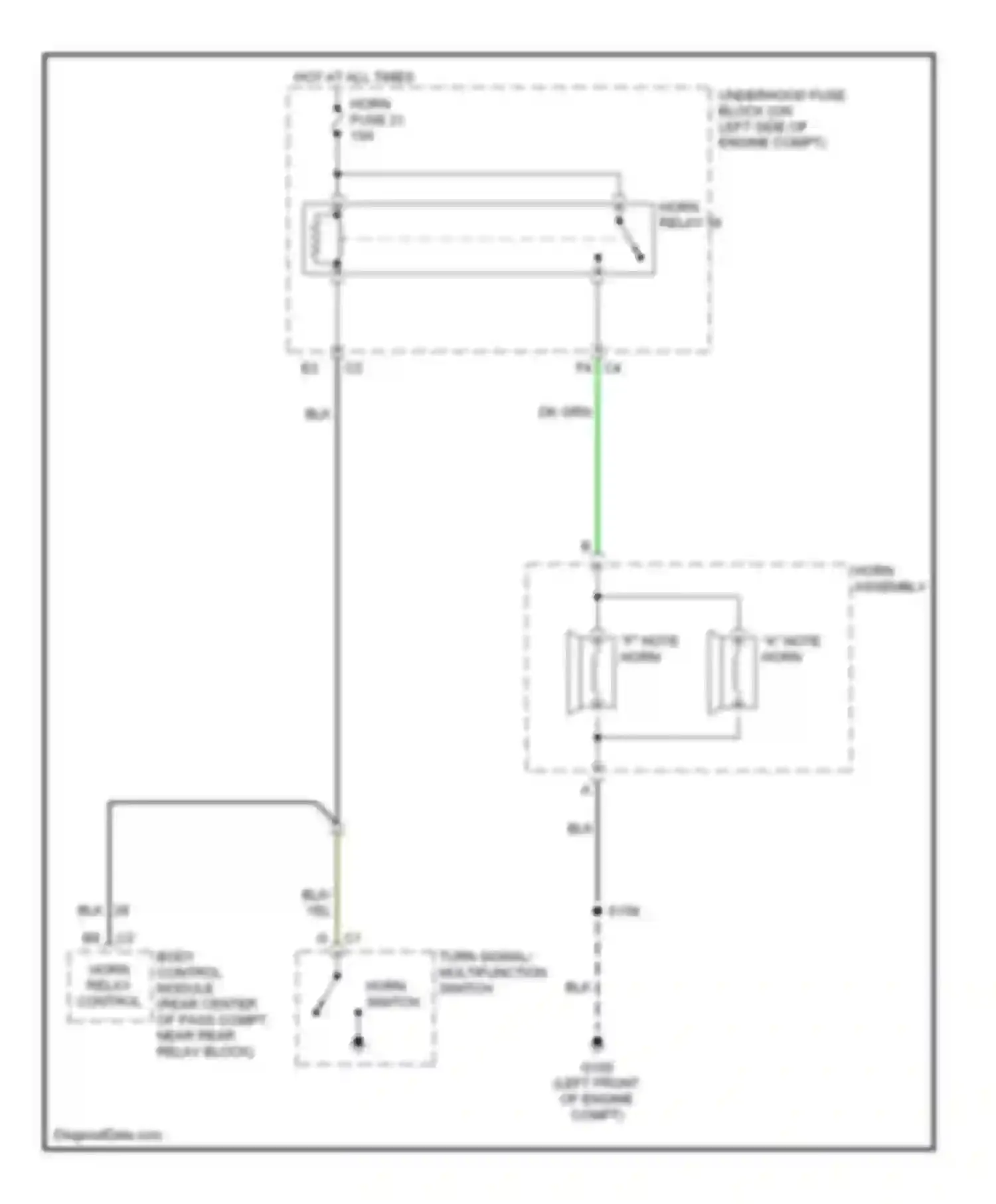Wiring diagram horn assembly for Chevrolet SSR I (2003-2006) (2 of 2)