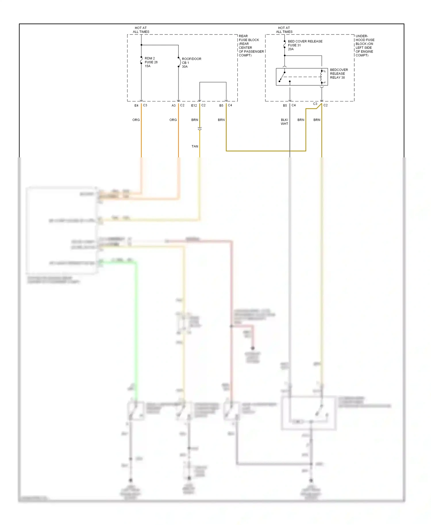 Chevrolet SSR I (2003-2006) interior rear compartment lid release switch wiring diagram  (1 of 1)