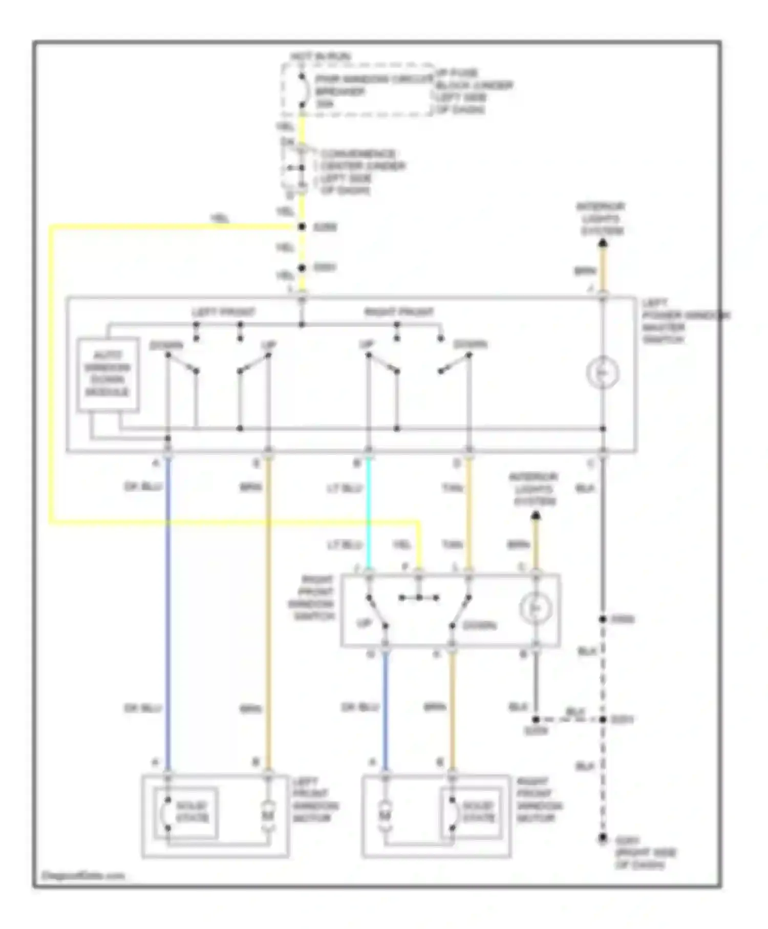 Wiring diagram left power window master switch for Chevrolet Suburban C1500  (1992-1999) (1 of 1)