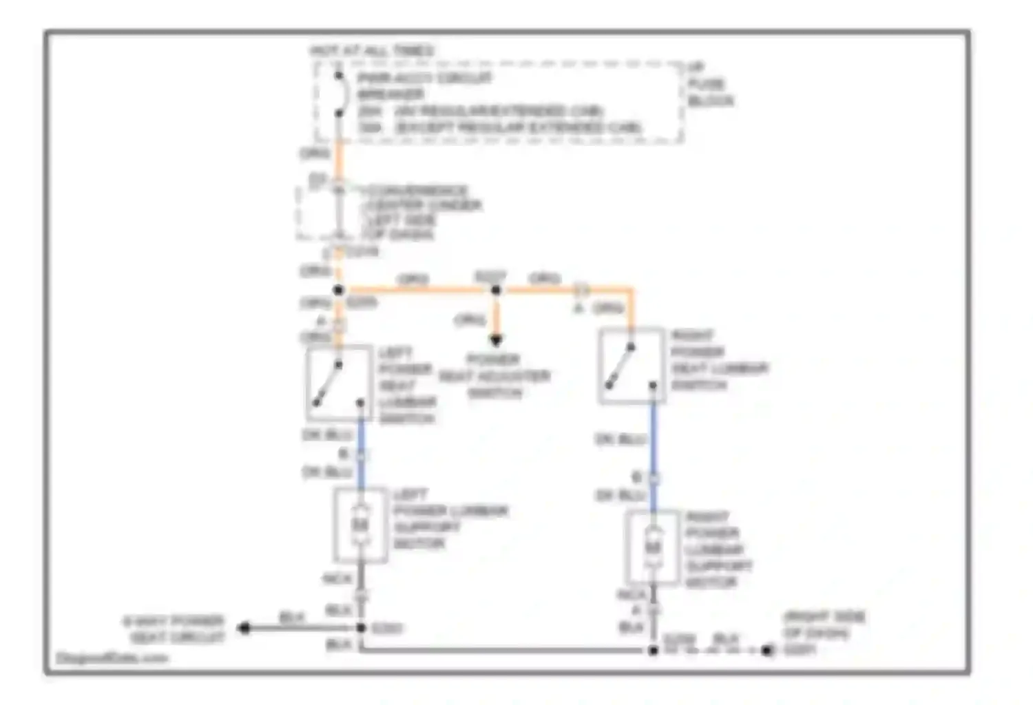 Wiring diagram 6-way power seat circuit for Chevrolet Suburban K2500  (1992-1999) (1 of 3)