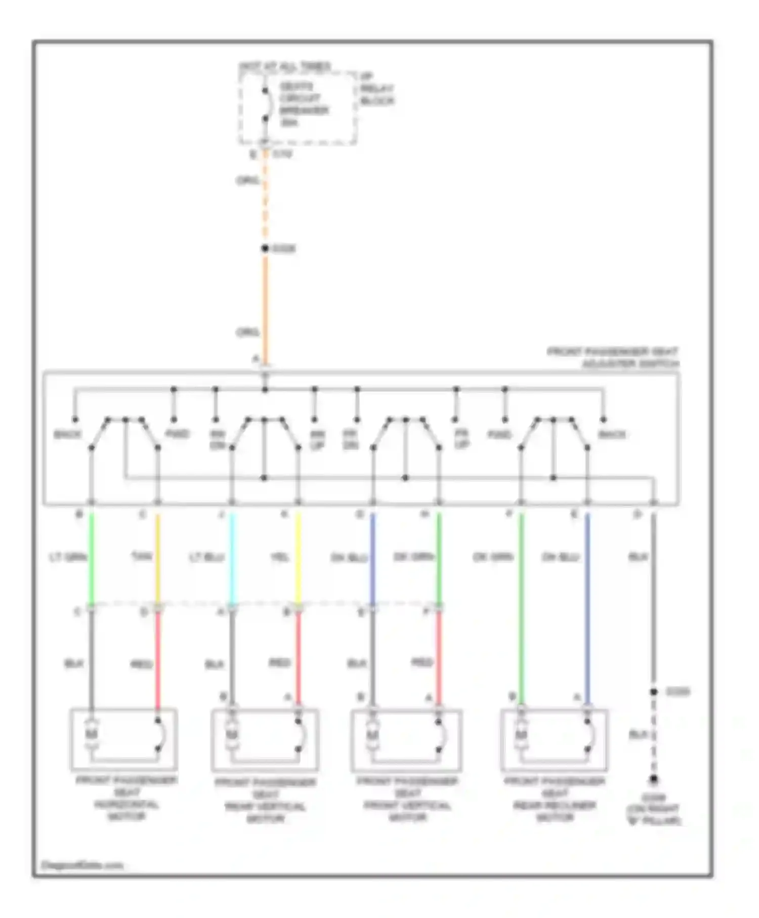 Wiring diagram front passenger seat front vertical motor for Chevrolet Suburban X (2000-2006)