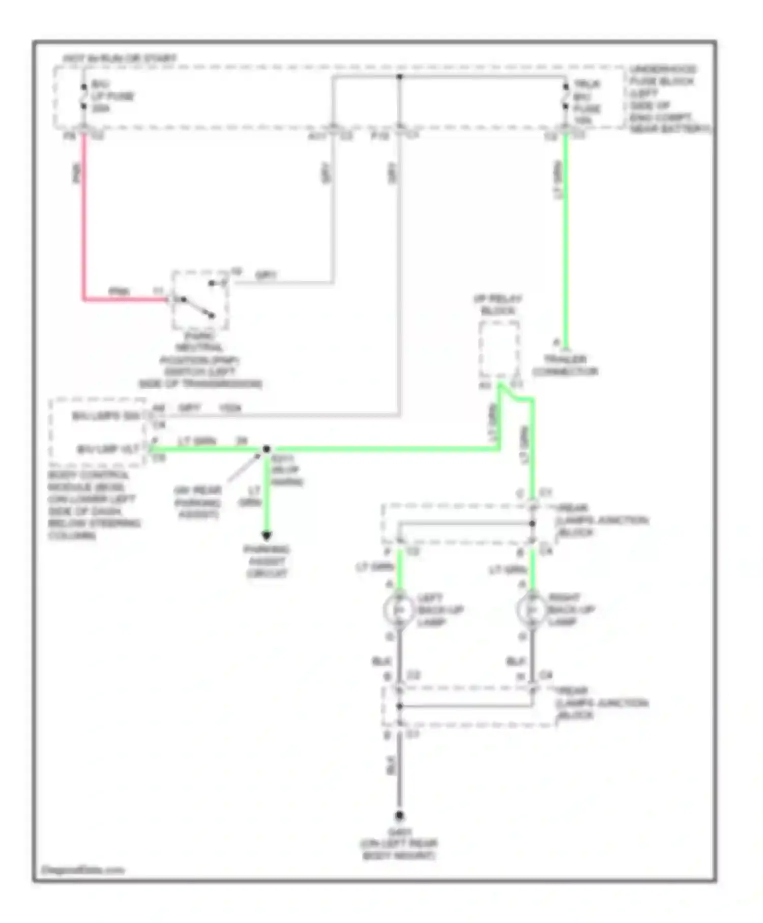 Wiring diagram right back-up lamp for Chevrolet Suburban X (2000-2006)